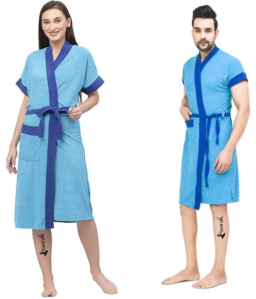     			Poorak Blue Free Size Bathrobe ( Pack of 1 )