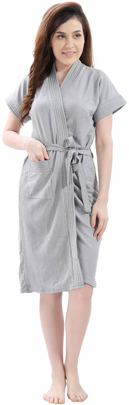    			Poorak Grey Free Size Bathrobe ( Pack of 1 )