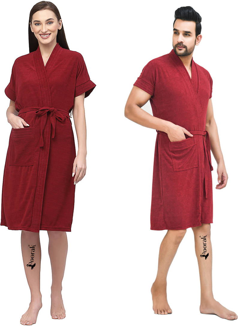     			Poorak Maroon Free Size Bathrobe ( Pack of 1 )