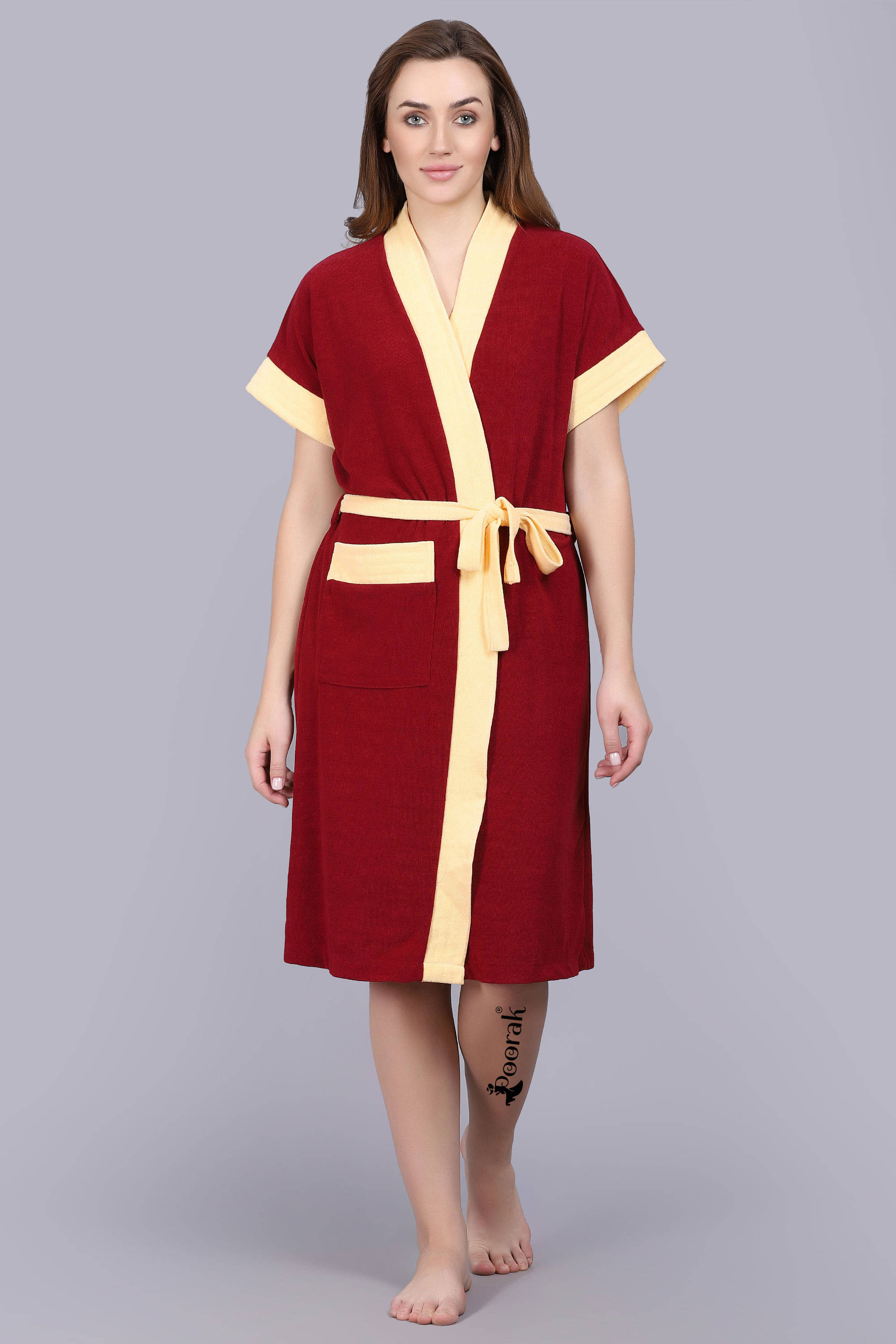     			Poorak Maroon Free Size Bathrobe ( Pack of 1 )