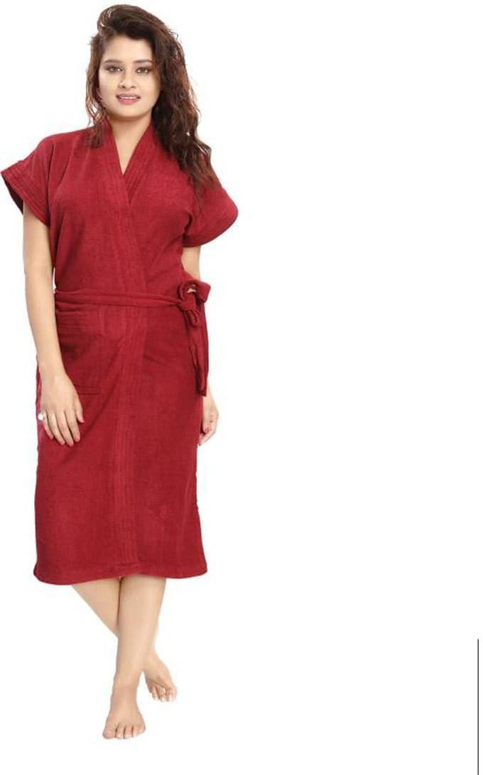     			Poorak Maroon Free Size Bathrobe ( Pack of 1 )