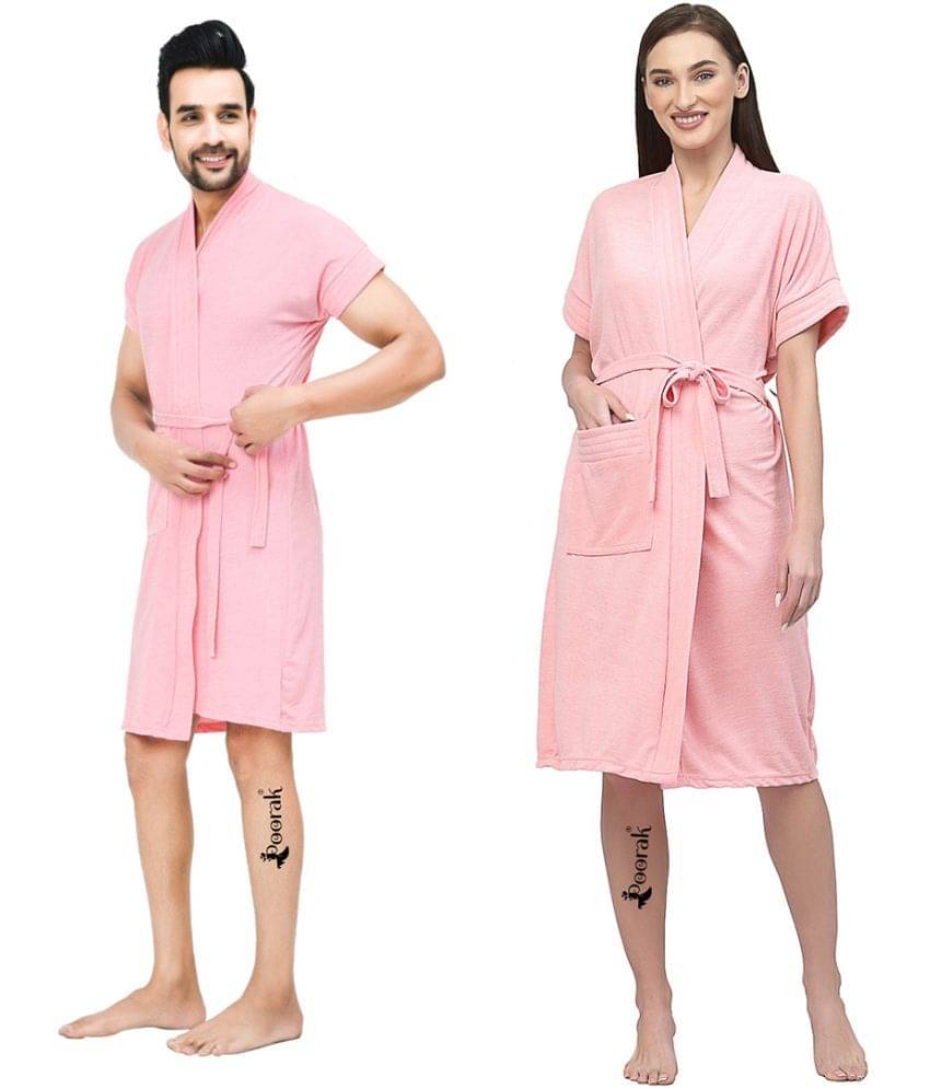     			Poorak Pink Free Size Bathrobe ( Pack of 1 )