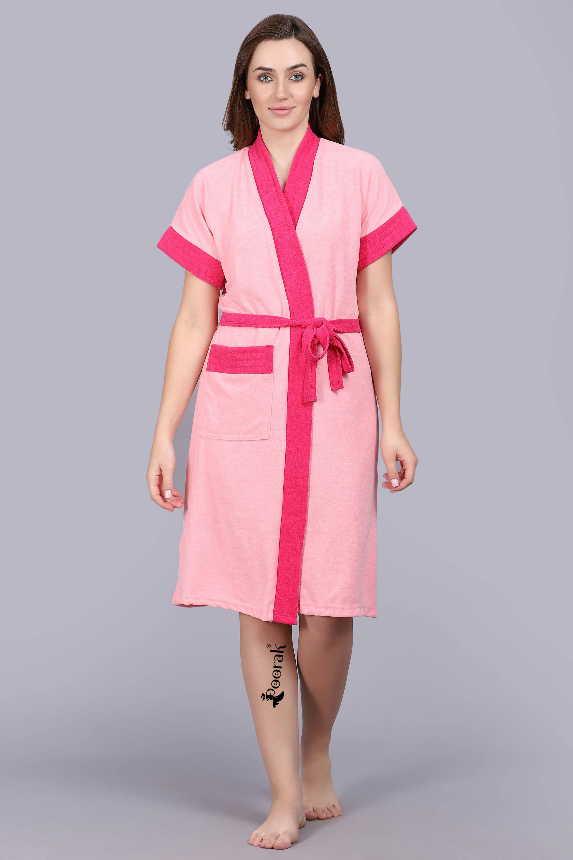     			Poorak Pink Free Size Bathrobe ( Pack of 1 )