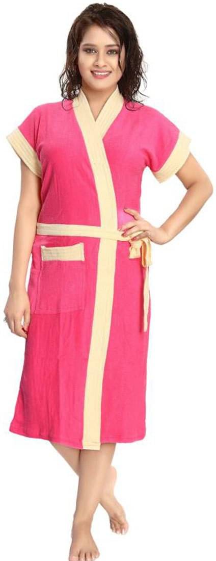     			Poorak Pink Free Size Bathrobe ( Pack of 1 )