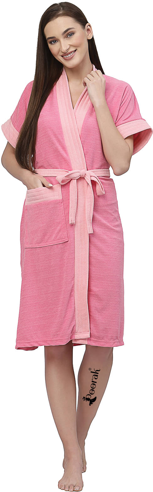     			Poorak Pink Free Size Bathrobe ( Pack of 1 )