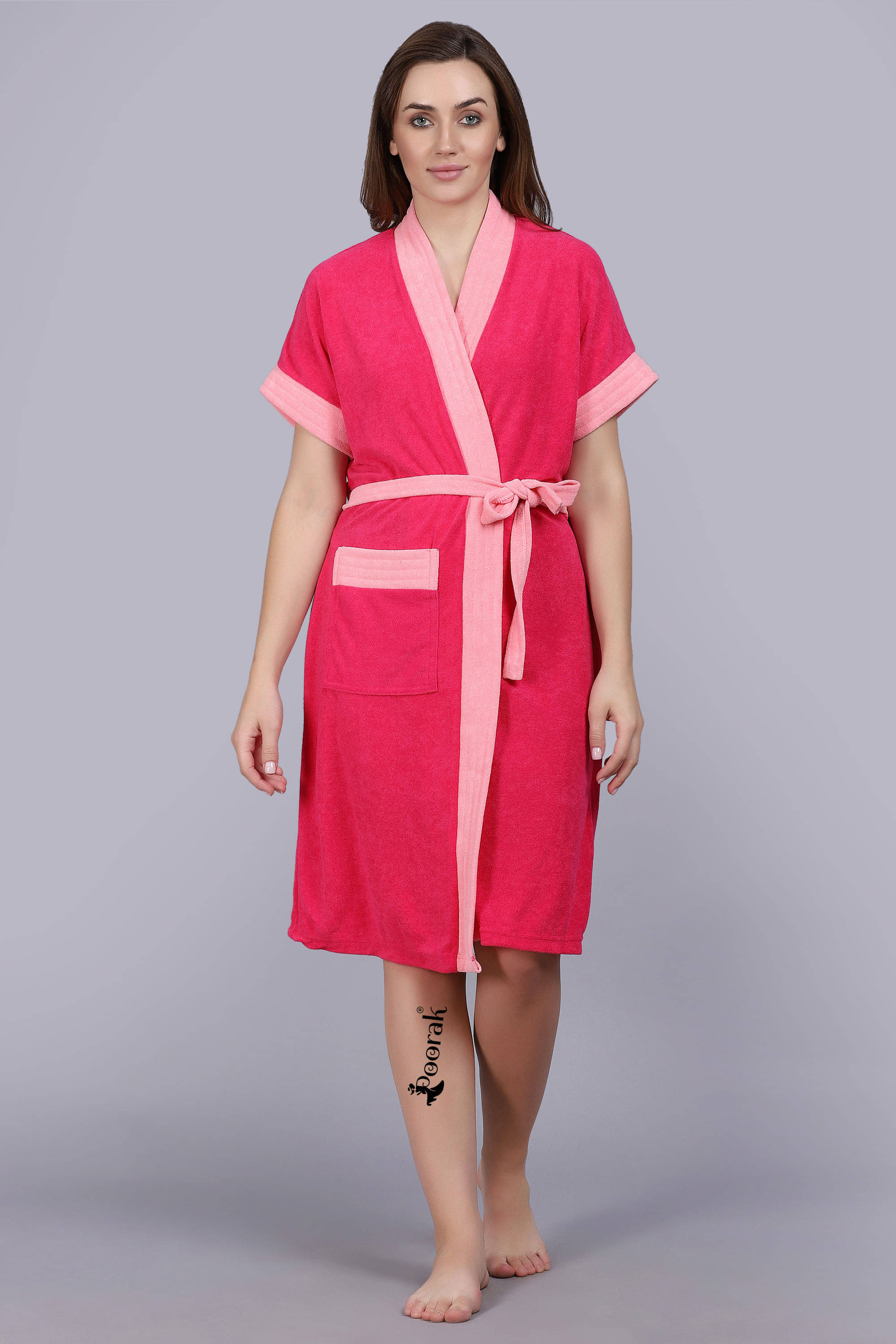     			Poorak Pink Free Size Bathrobe ( Pack of 1 )