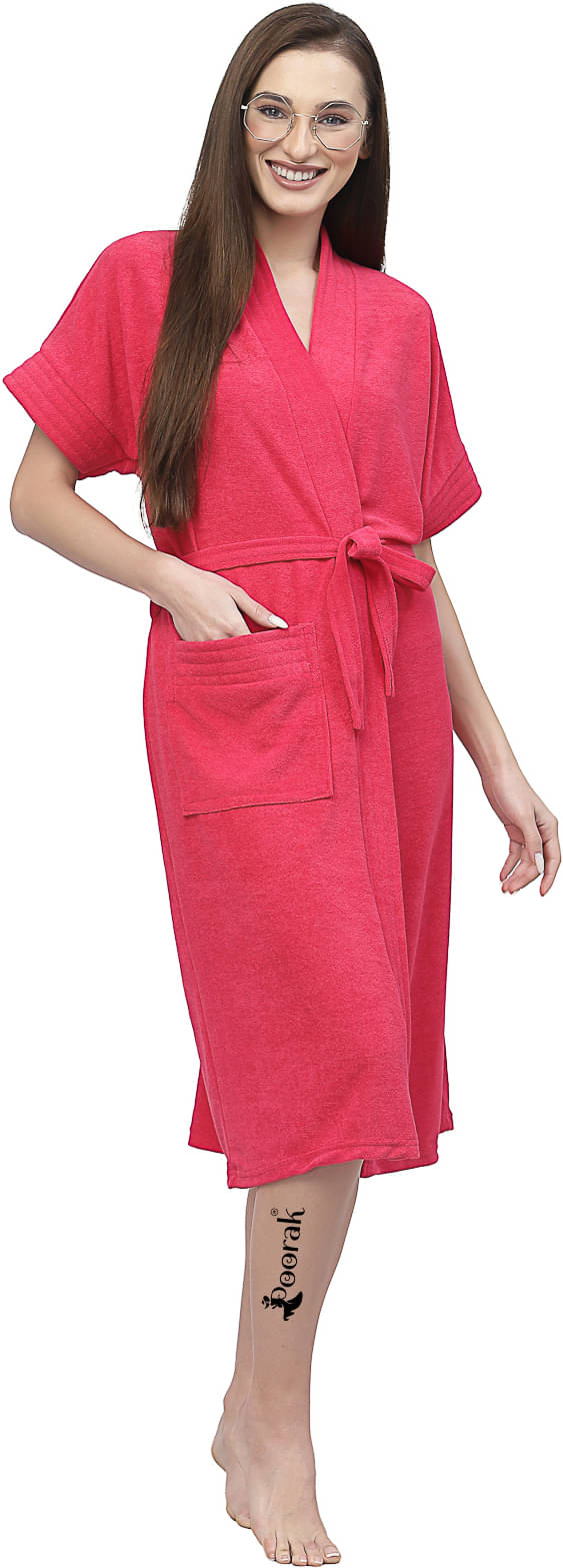     			Poorak Pink Free Size Bathrobe ( Pack of 1 )