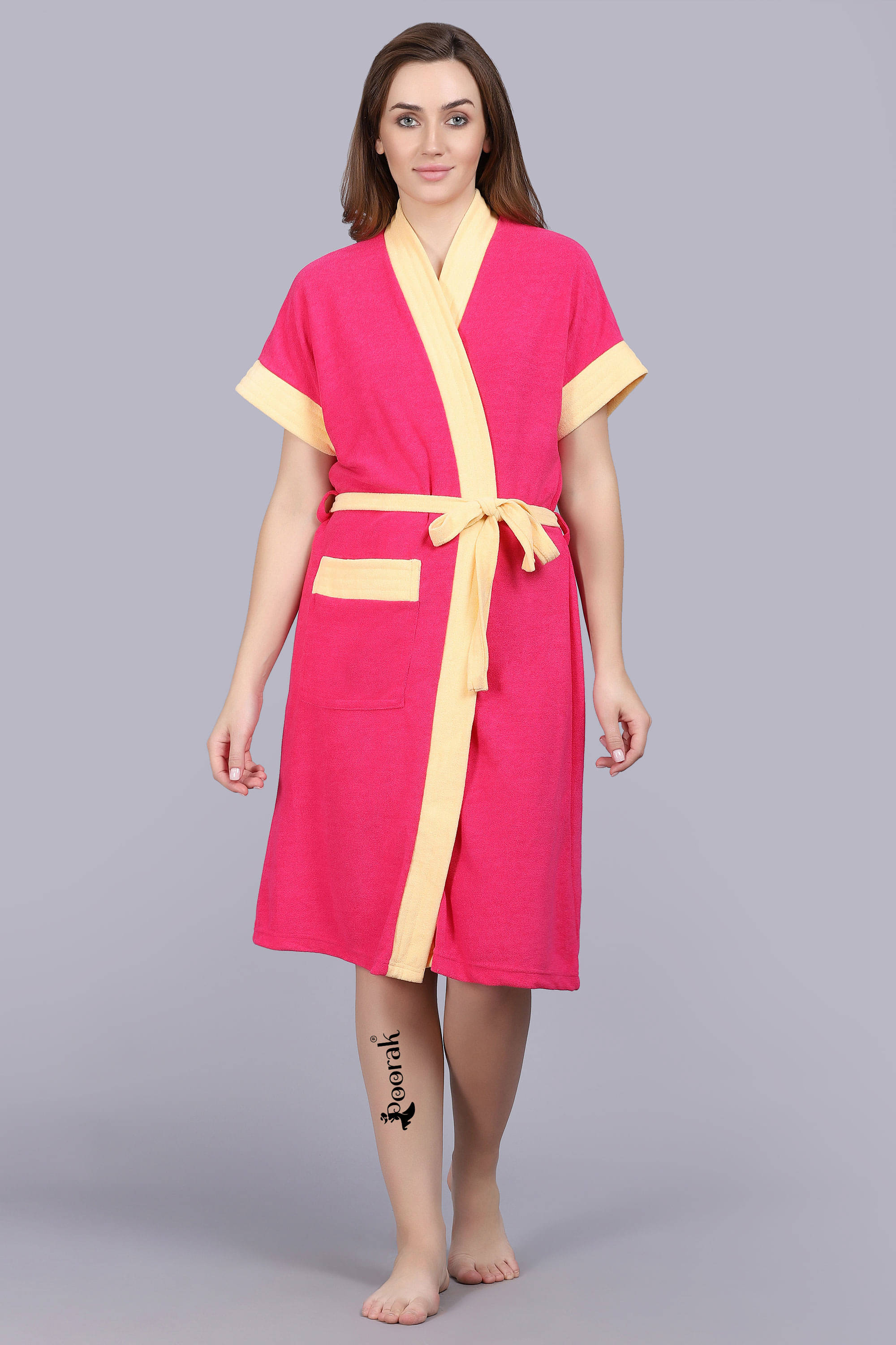     			Poorak Pink Free Size Bathrobe ( Pack of 1 )