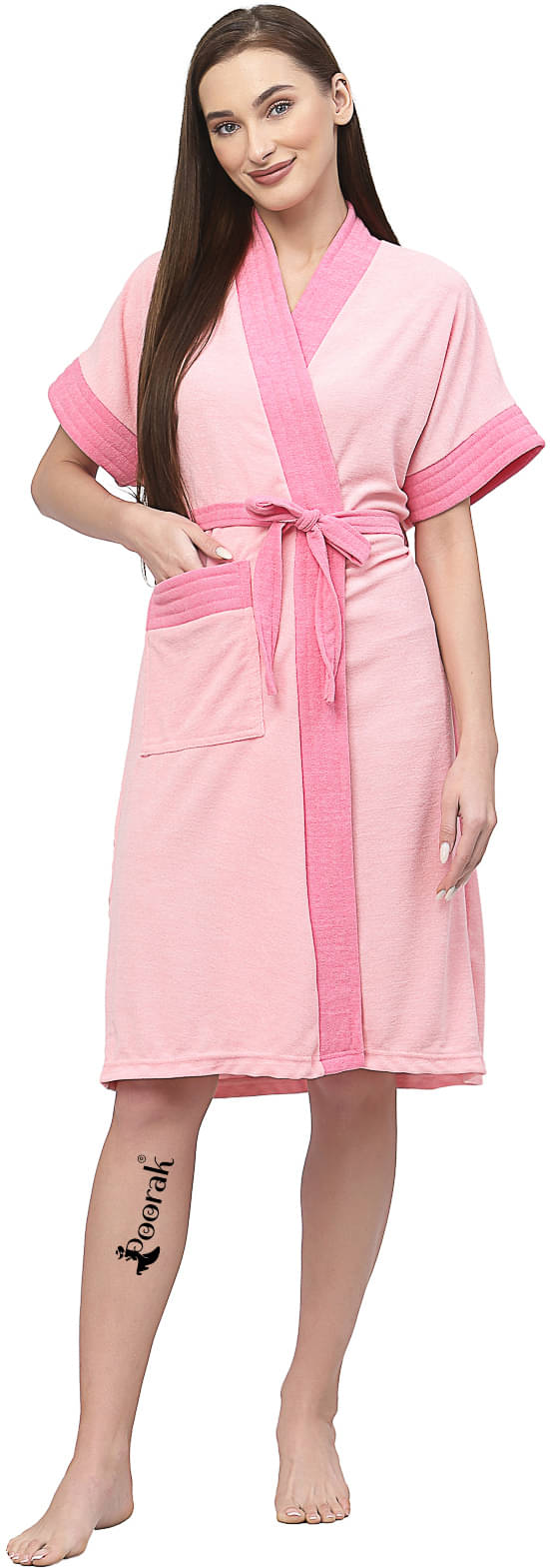     			Poorak Pink Free Size Bathrobe ( Pack of 1 )