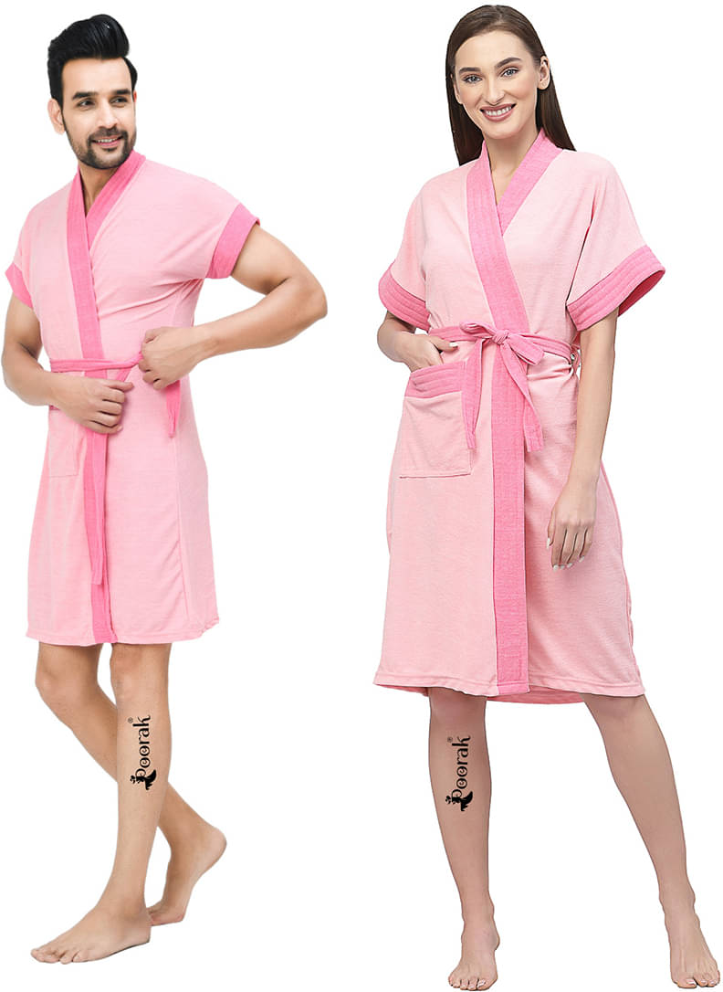     			Poorak Pink Free Size Bathrobe ( Pack of 1 )