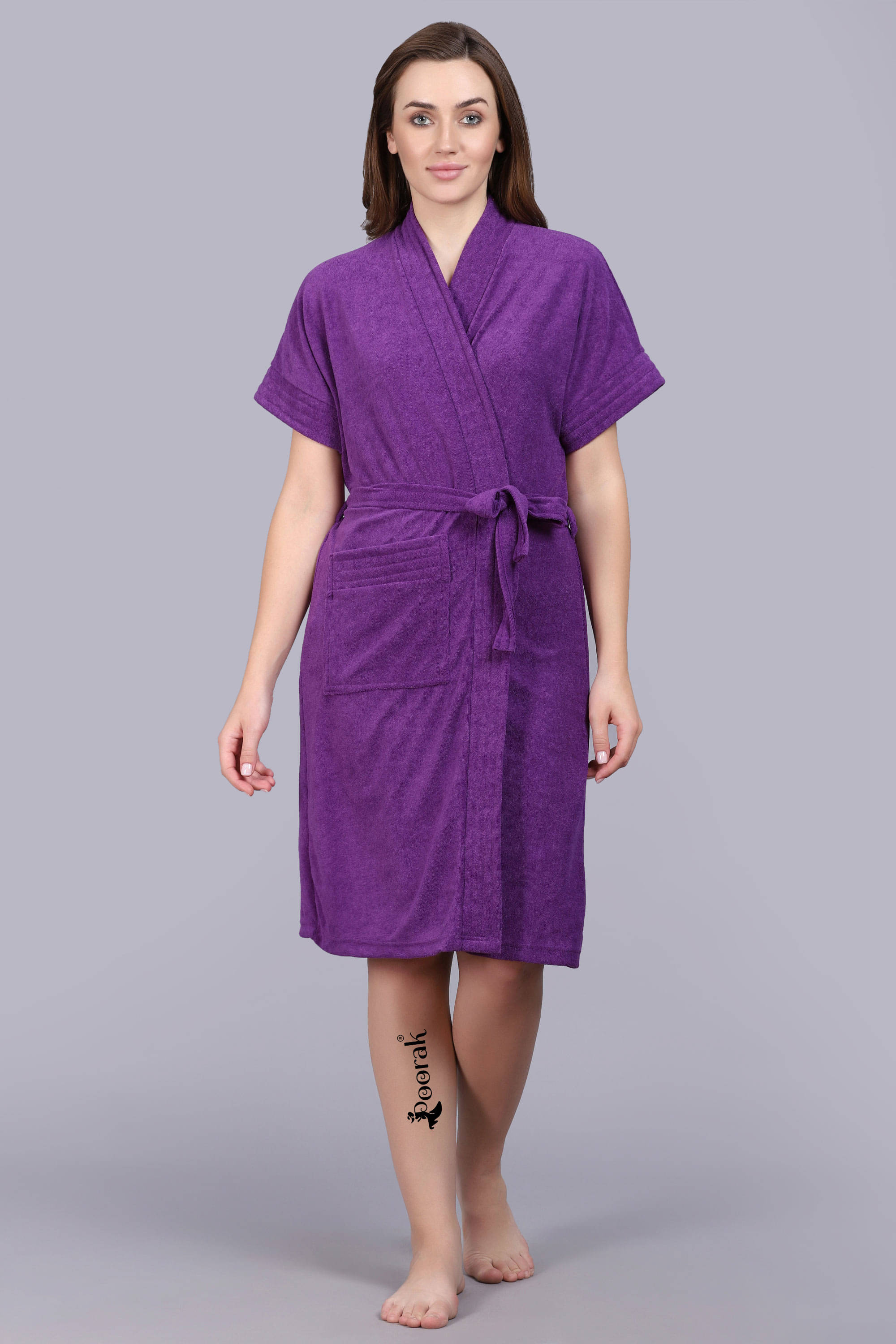     			Poorak Purple Free Size Bathrobe ( Pack of 1 )