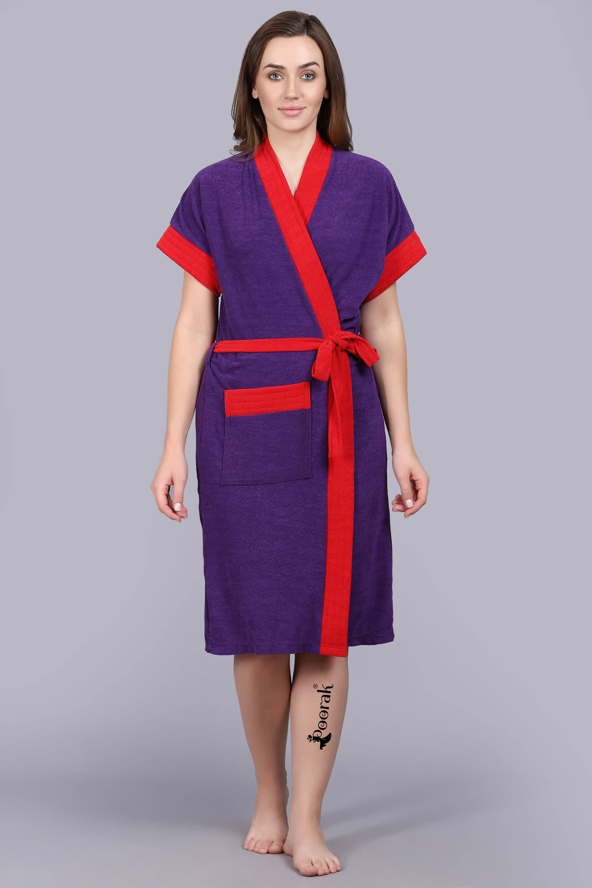     			Poorak Purple Free Size Bathrobe ( Pack of 1 )