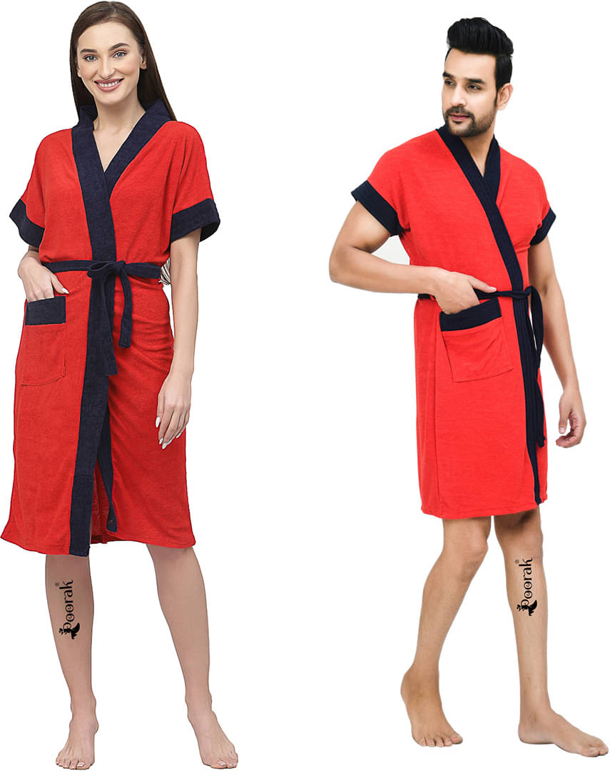     			Poorak Red Free Size Bathrobe ( Pack of 1 )