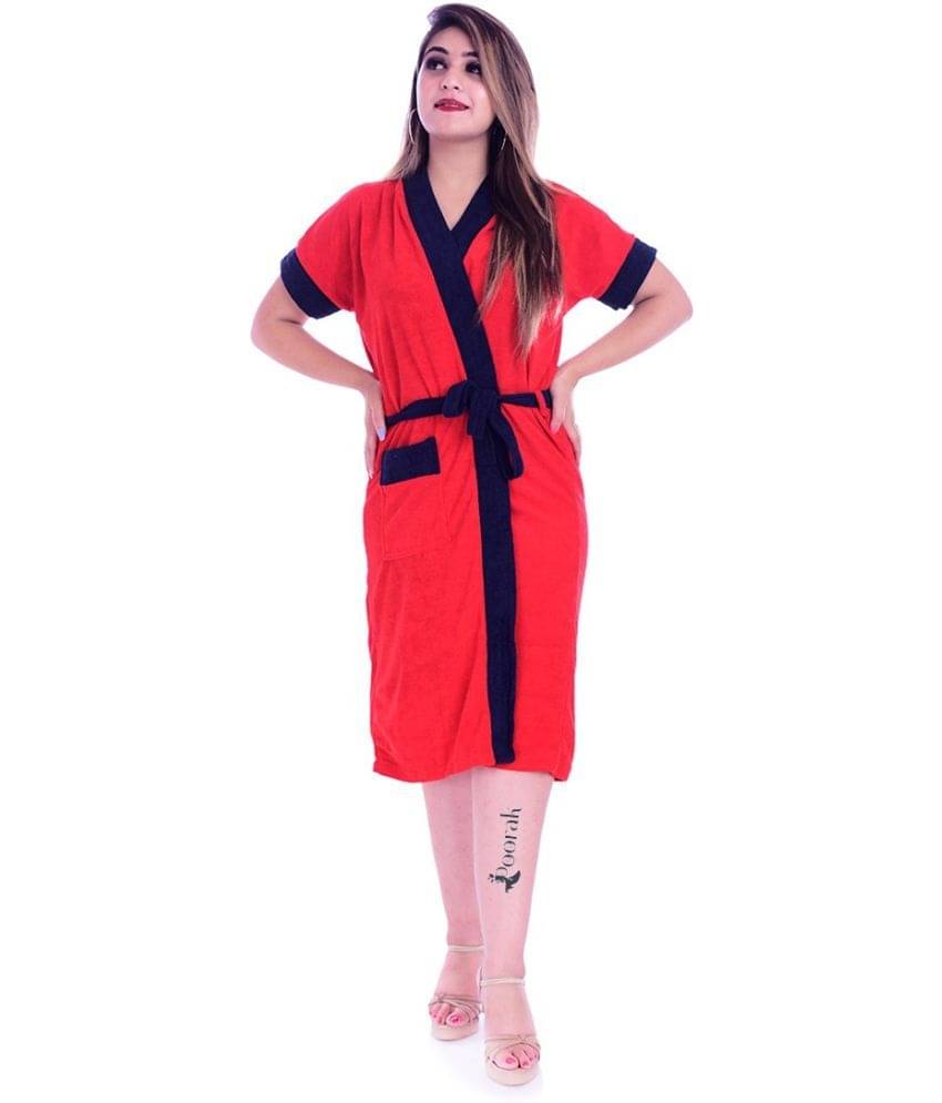     			Poorak Red Free Size Bathrobe ( Pack of 1 )