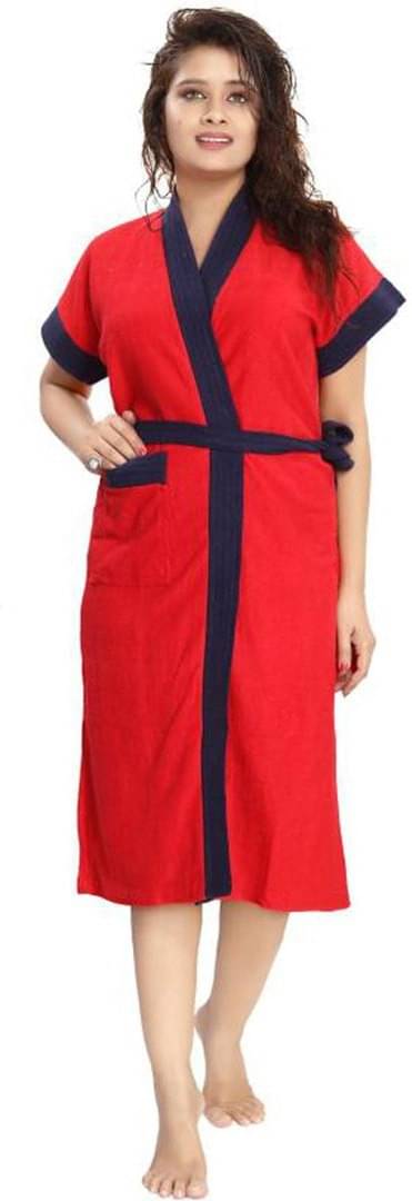     			Poorak Red Free Size Bathrobe ( Pack of 1 )