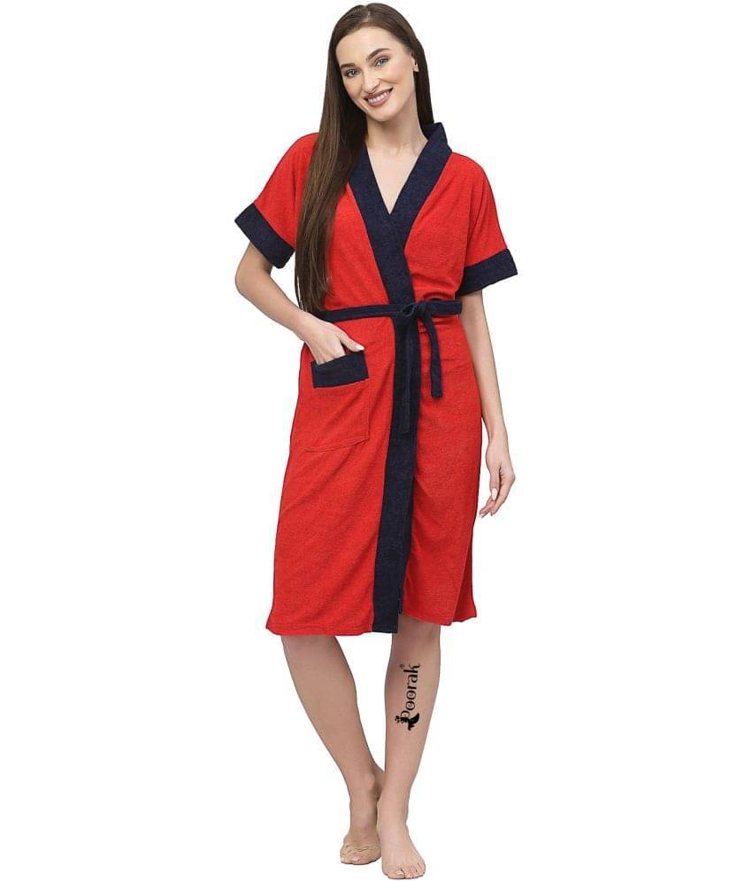    			Poorak Red Free Size Bathrobe ( Pack of 1 )