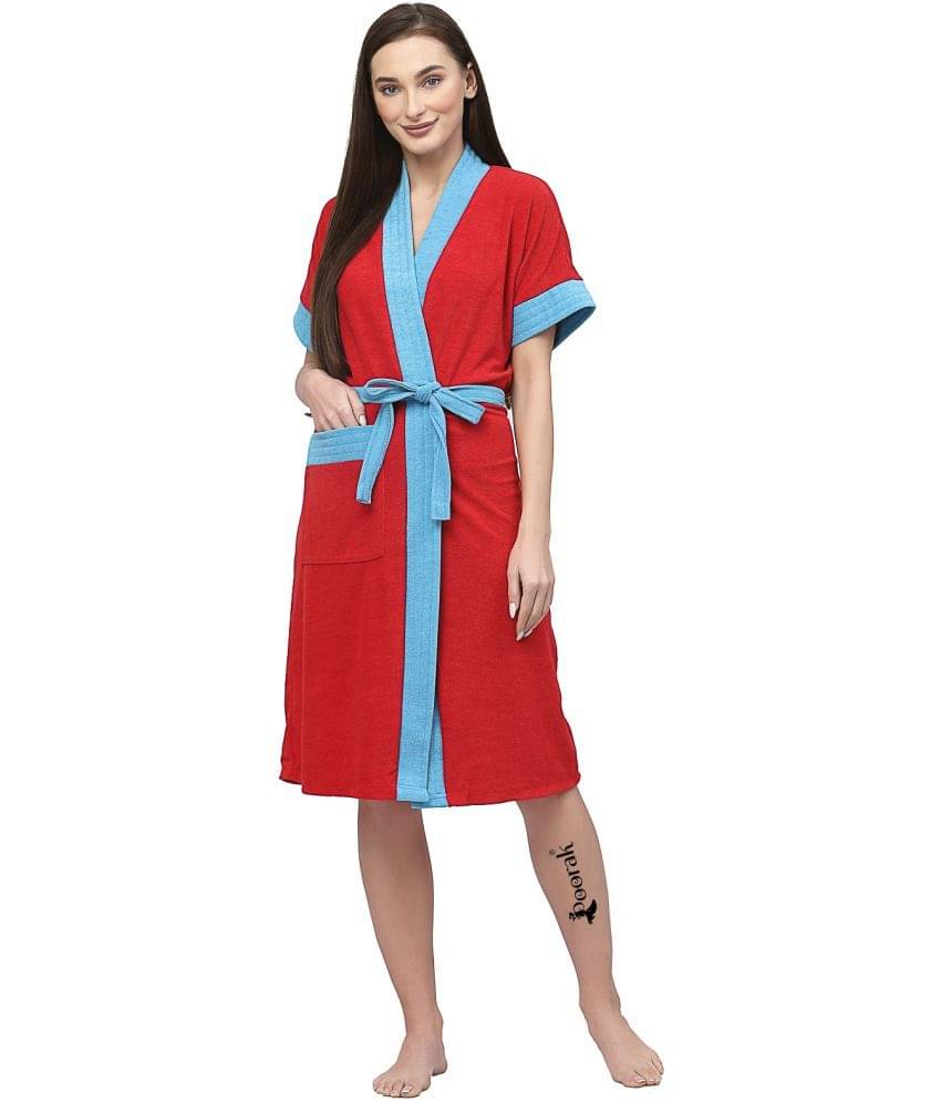     			Poorak Red Free Size Bathrobe ( Pack of 1 )