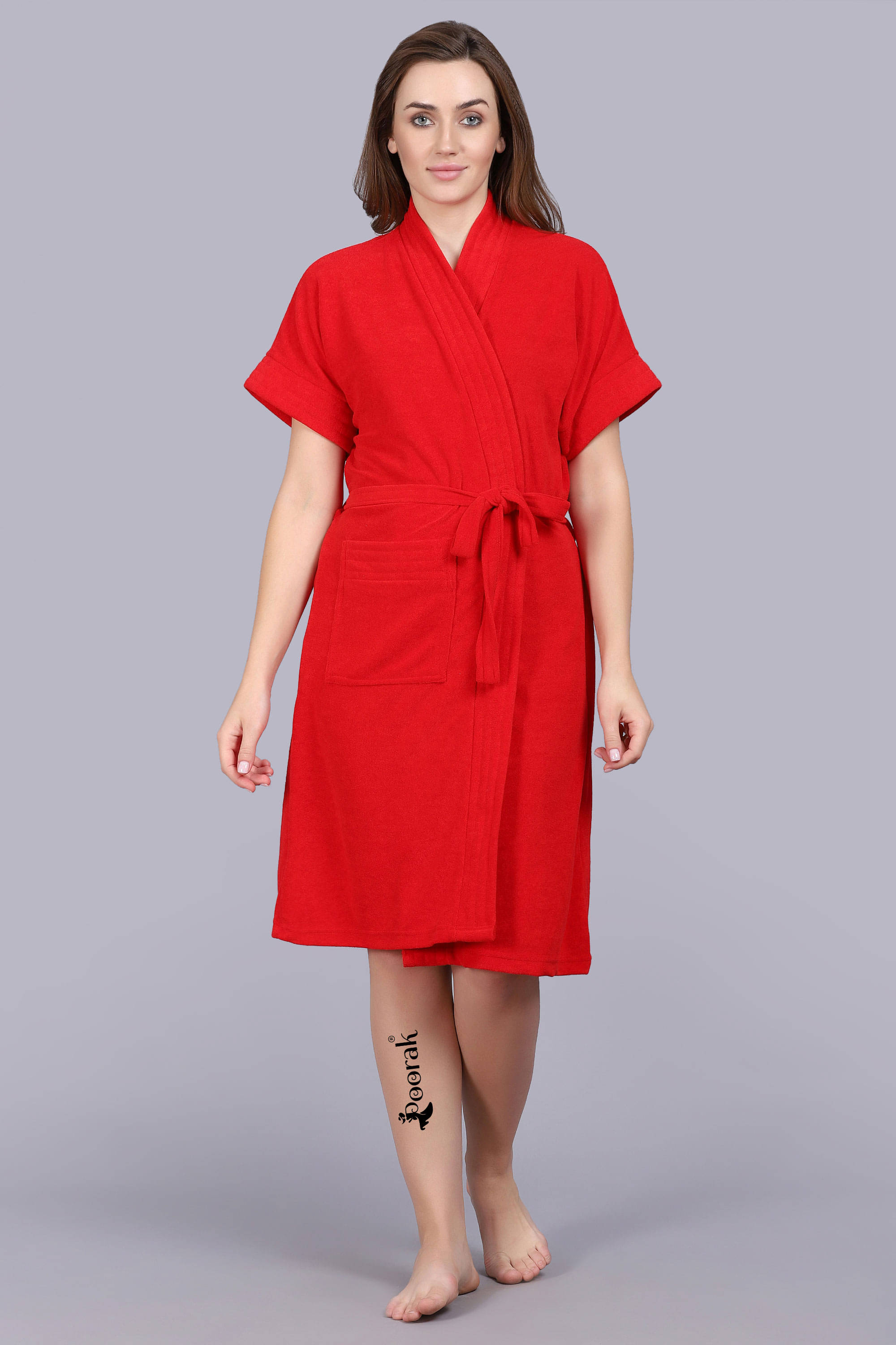     			Poorak Red Free Size Bathrobe ( Pack of 1 )