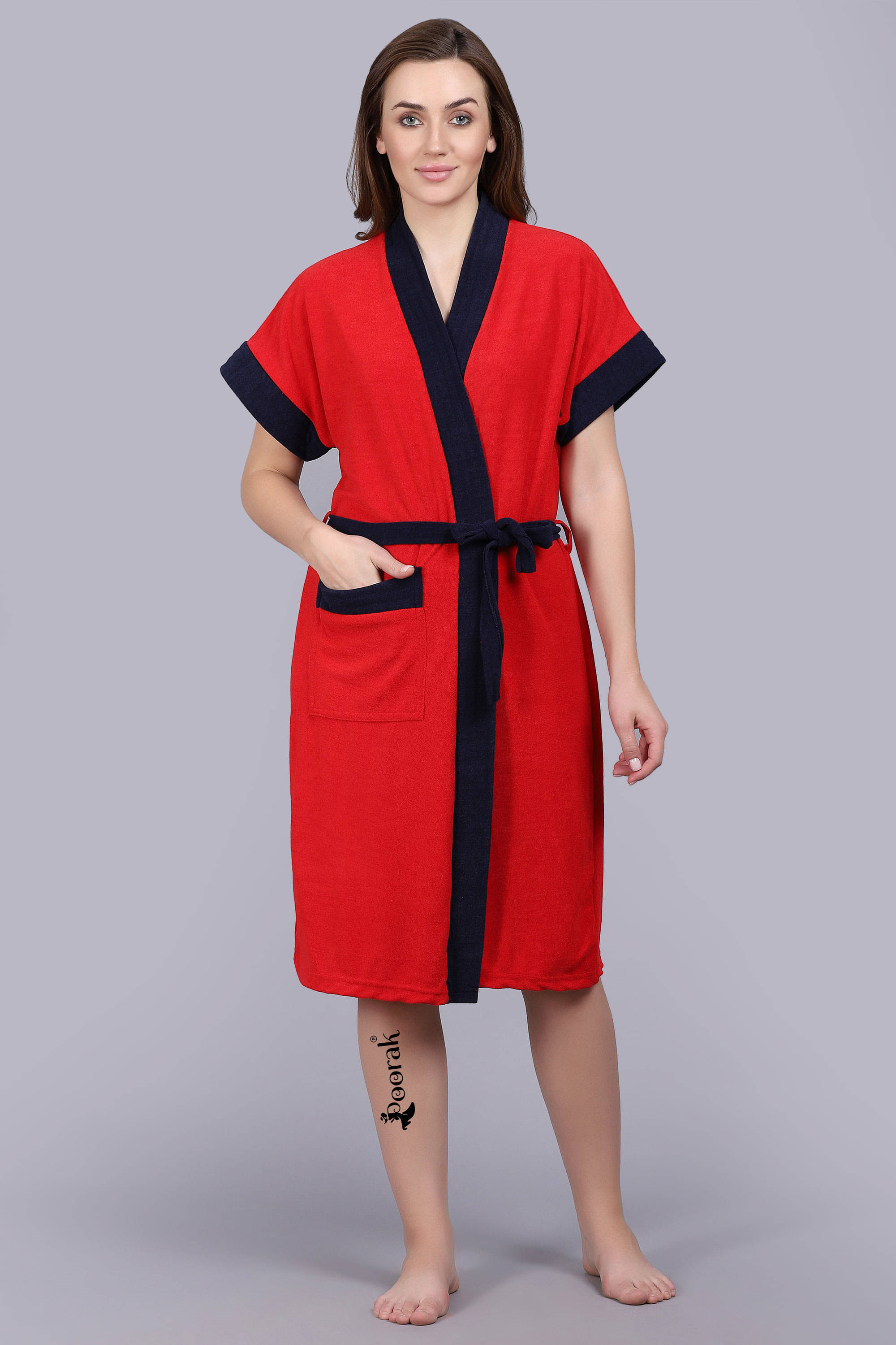     			Poorak Red Free Size Bathrobe ( Pack of 1 )