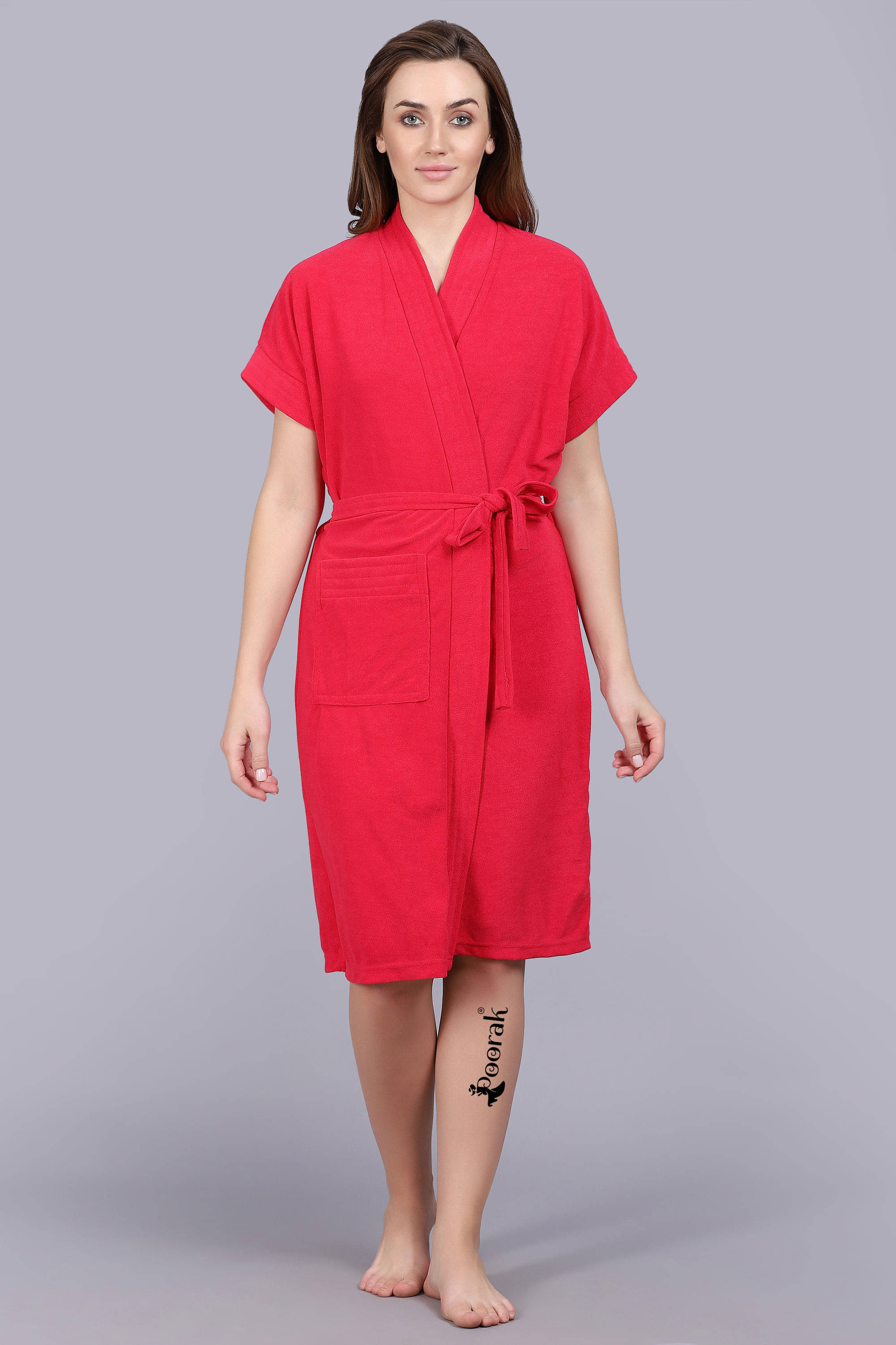     			Poorak Red Free Size Bathrobe ( Pack of 1 )