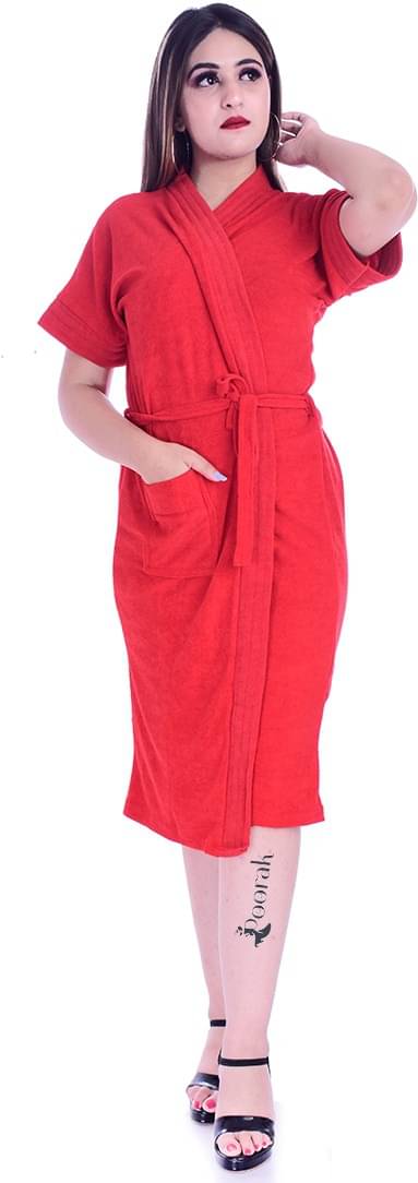     			Poorak Red Free Size Bathrobe ( Pack of 1 )