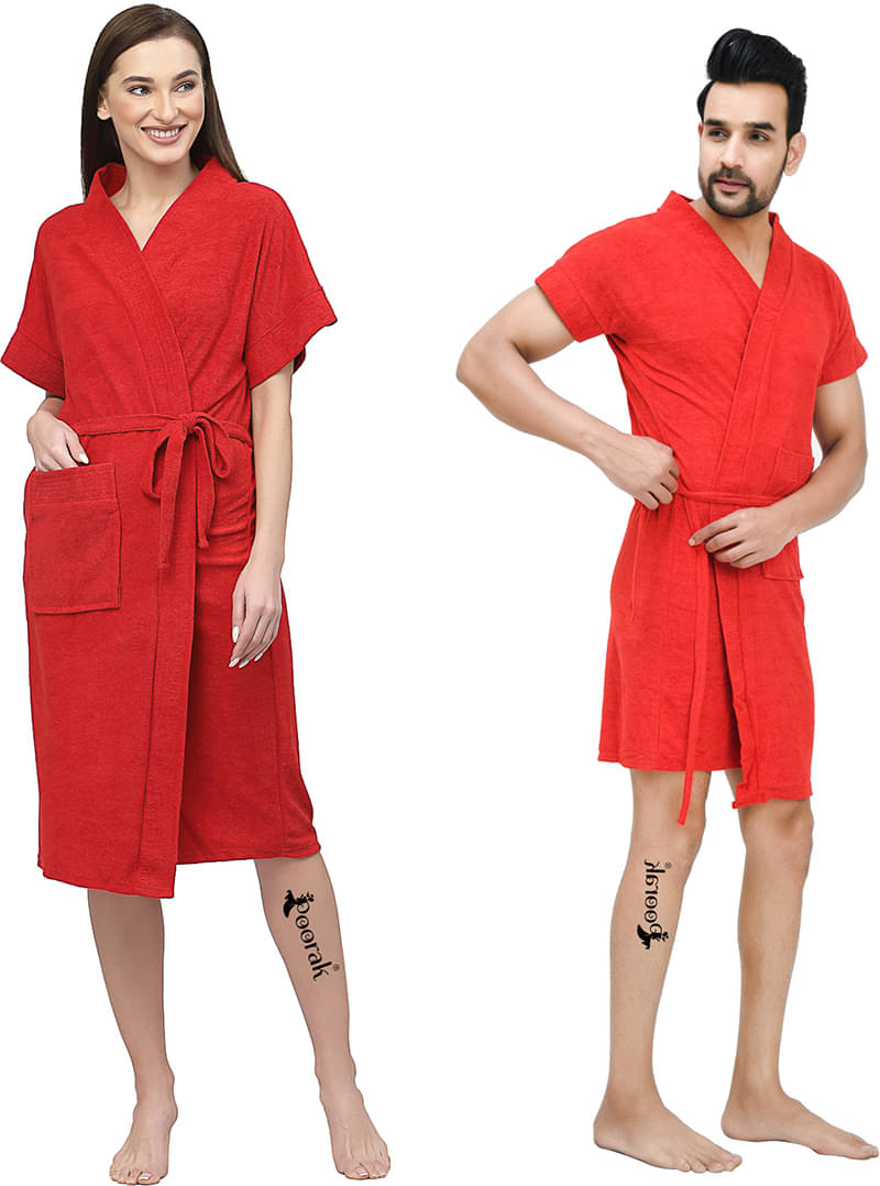     			Poorak Red Free Size Bathrobe ( Pack of 1 )
