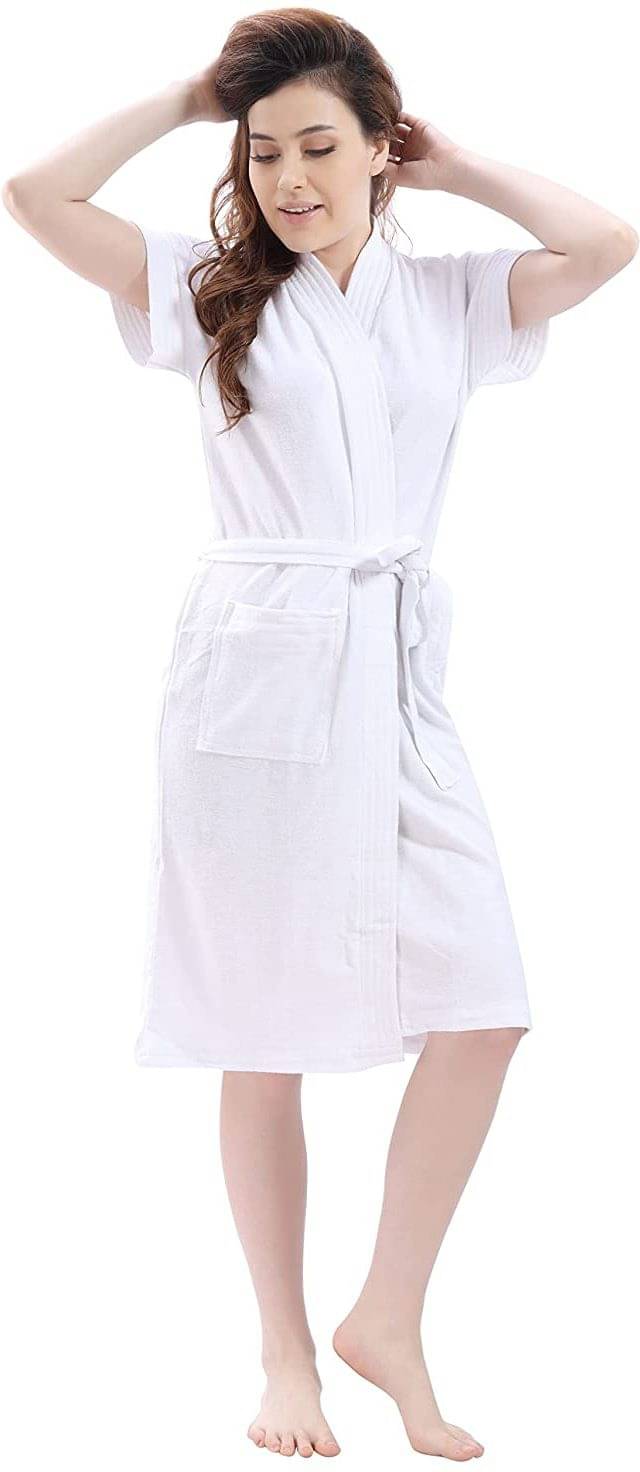     			Poorak White Free Size Bathrobe ( Pack of 1 )