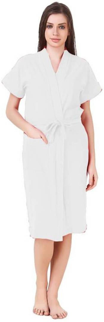     			Poorak White Free Size Bathrobe ( Pack of 1 )