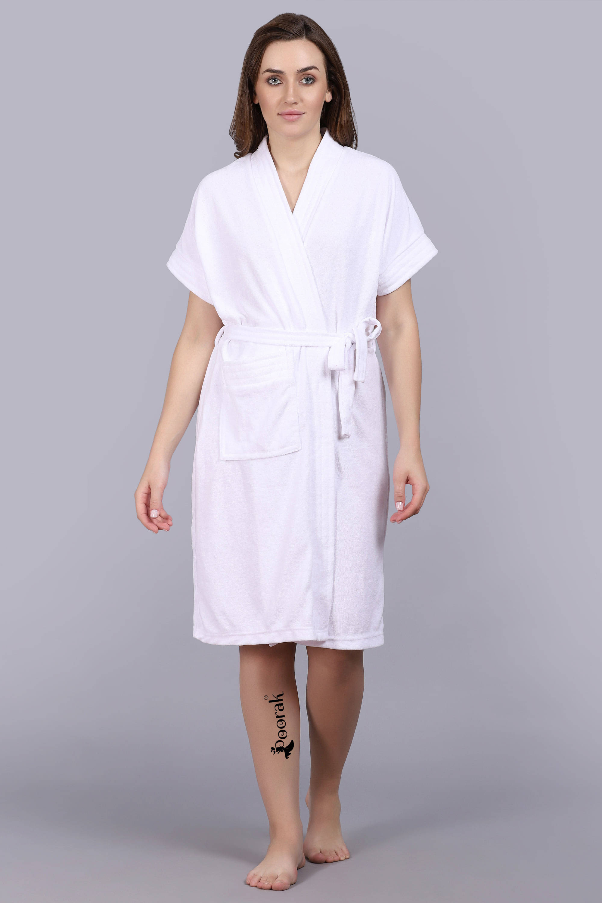     			Poorak White Free Size Bathrobe ( Pack of 1 )