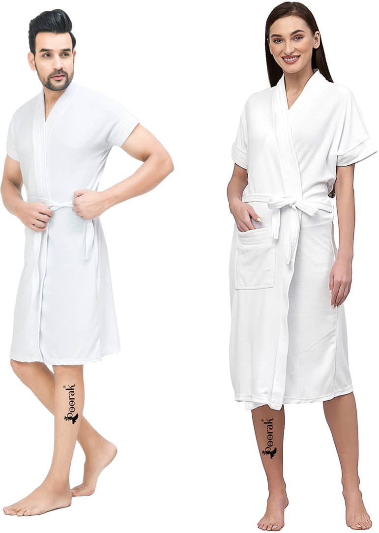     			Poorak White Free Size Bathrobe ( Pack of 1 )