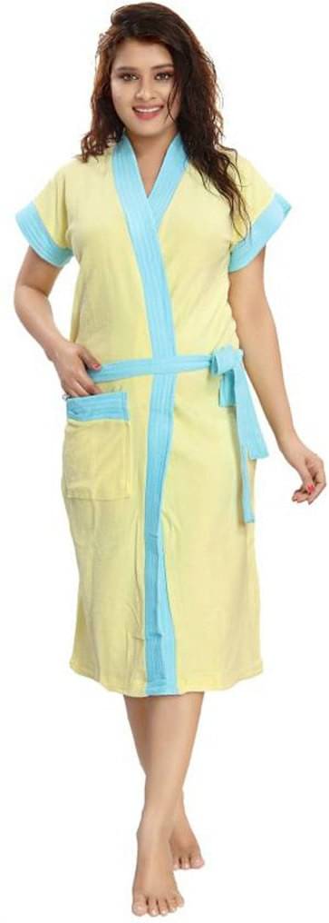     			Poorak Yellow Free Size Bathrobe ( Pack of 1 )