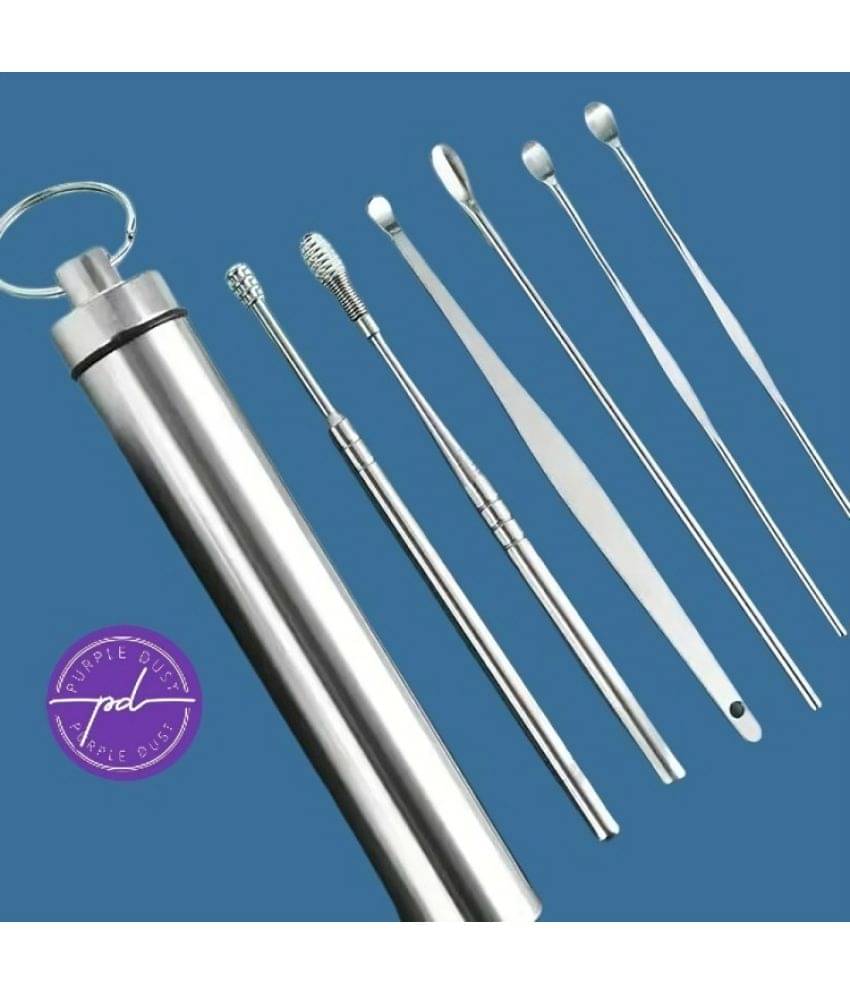     			Purple Dust 6-in-1 Ear Wax Cleaner - Reusable Ear Cleaning Tools with Aluminum Tube - Ear Pick Wax Remover Tool Kit with Ear Curette Cleaner and Spring Ear Buds Cleaner Fit in Pocket Great for Traveling