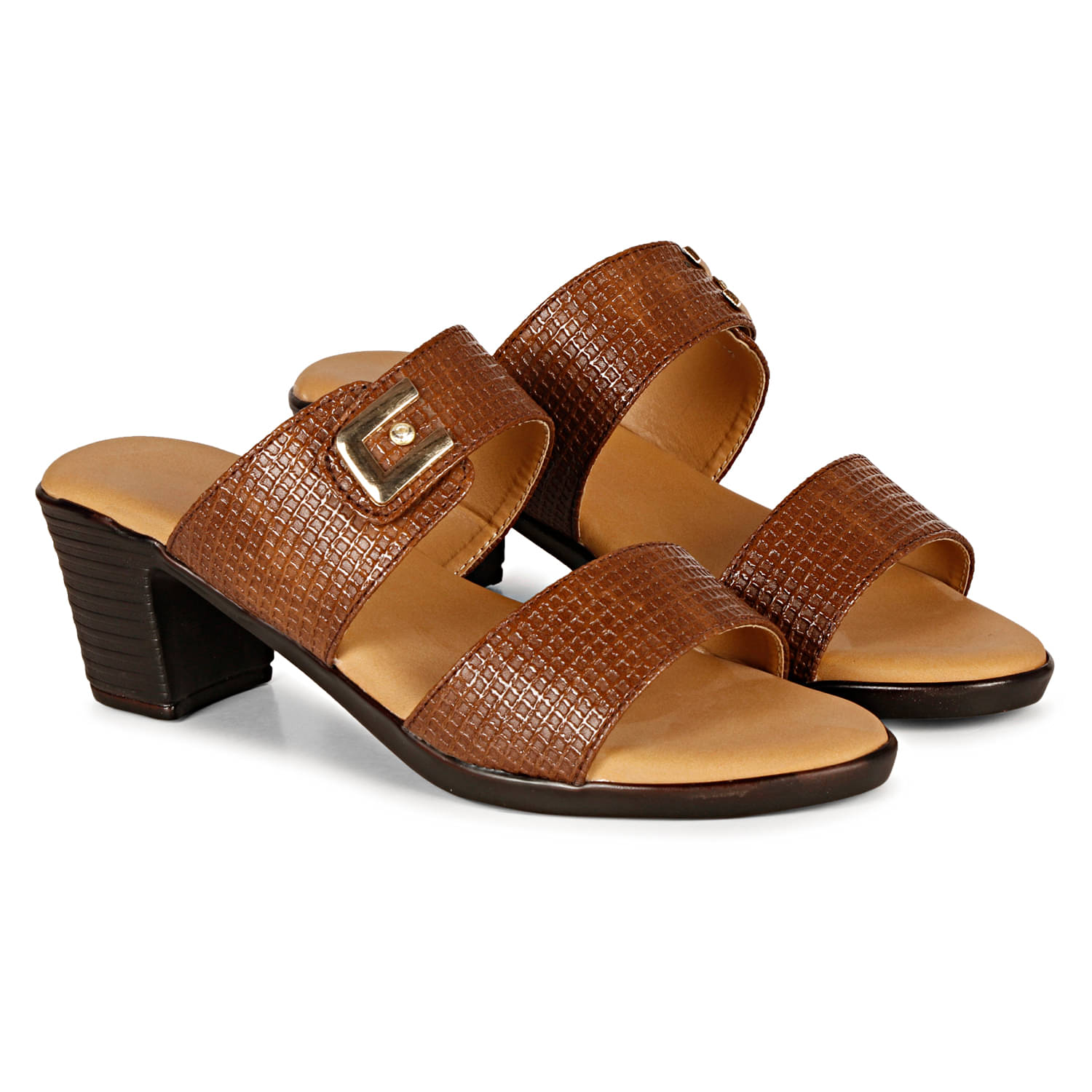     			Saheb Brown Women's Slip On Heels