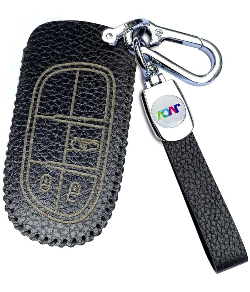     			Soft Handmade Lychee Pattern Leather Key Cover Compatible with Jeep Compass Trailhawk Push Button Smart Key