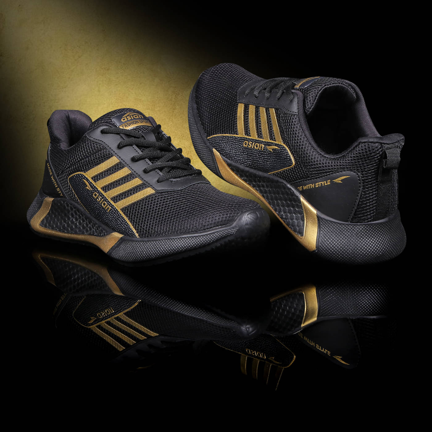     			ASIAN - Black Boy's Running Shoes ( 1 Pair )