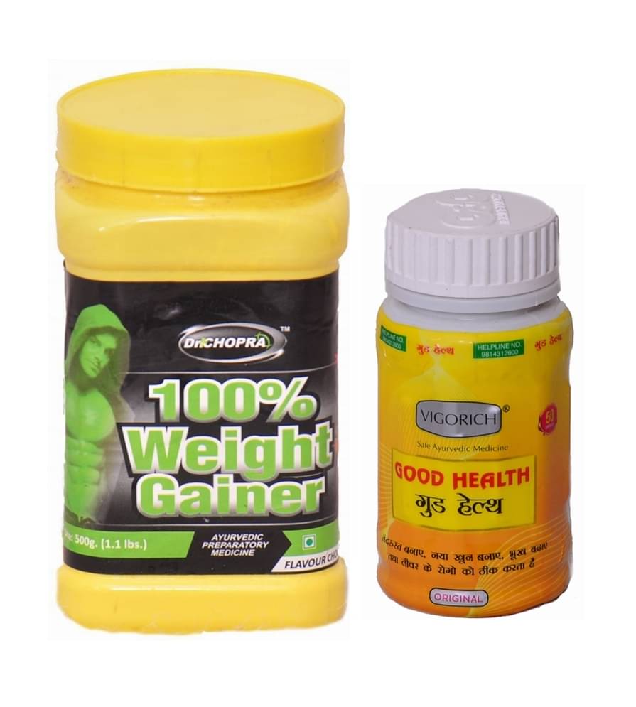 Dr. Chopra 100% Weight Gainer Powder 500gm & GG Good Health Capsule 50 no.s Dr. Chopra 100% Weight Gainer Powder 500gm & GG Good Health Capsule 50 no.s