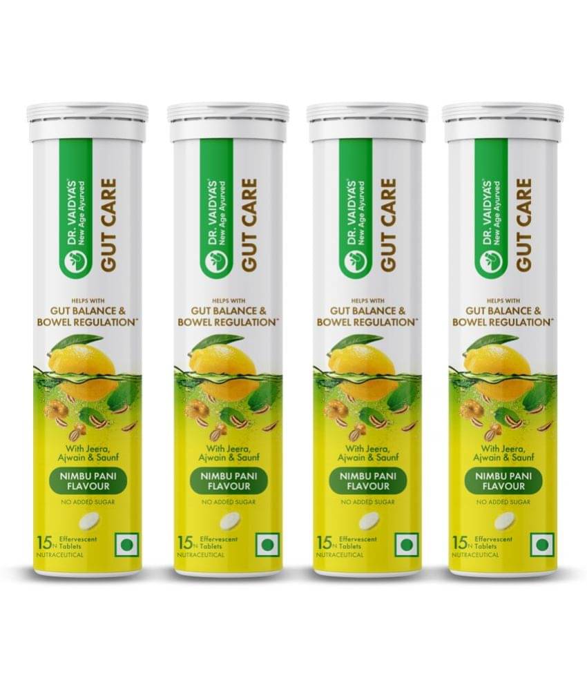 Dr. Vaidya's Gut Care Effervescent Tablets | 15 Tablets(Pack of 4) Nimbu Pani Flavour Dr. Vaidya's Gut Care Effervescent Tablets | 15 Tablets(Pack of 4) Nimbu Pani Flavour