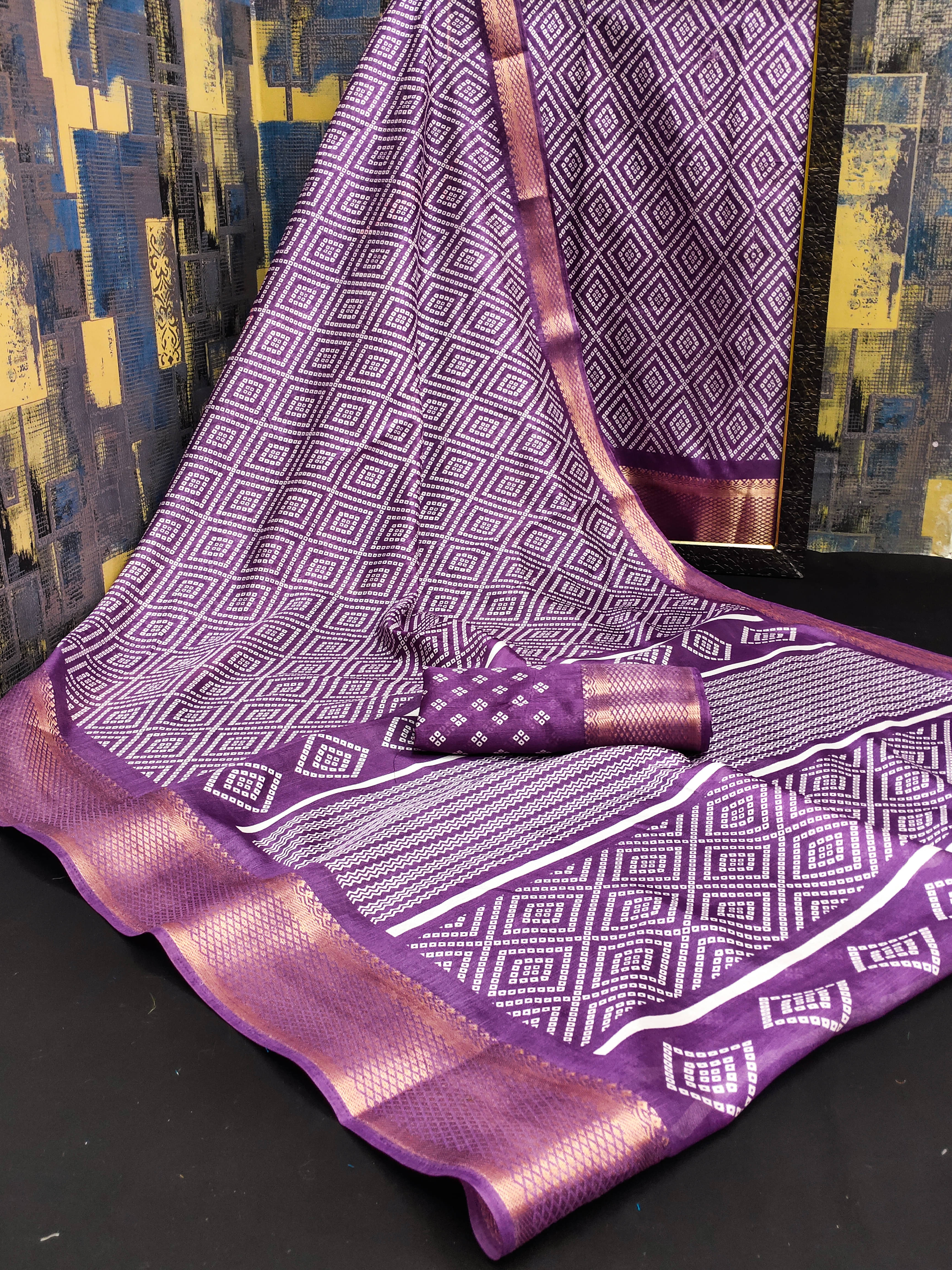     			HEMA SILK MILLS Cotton Blend Printed Saree With Unstitched Blouse Piece ( White )