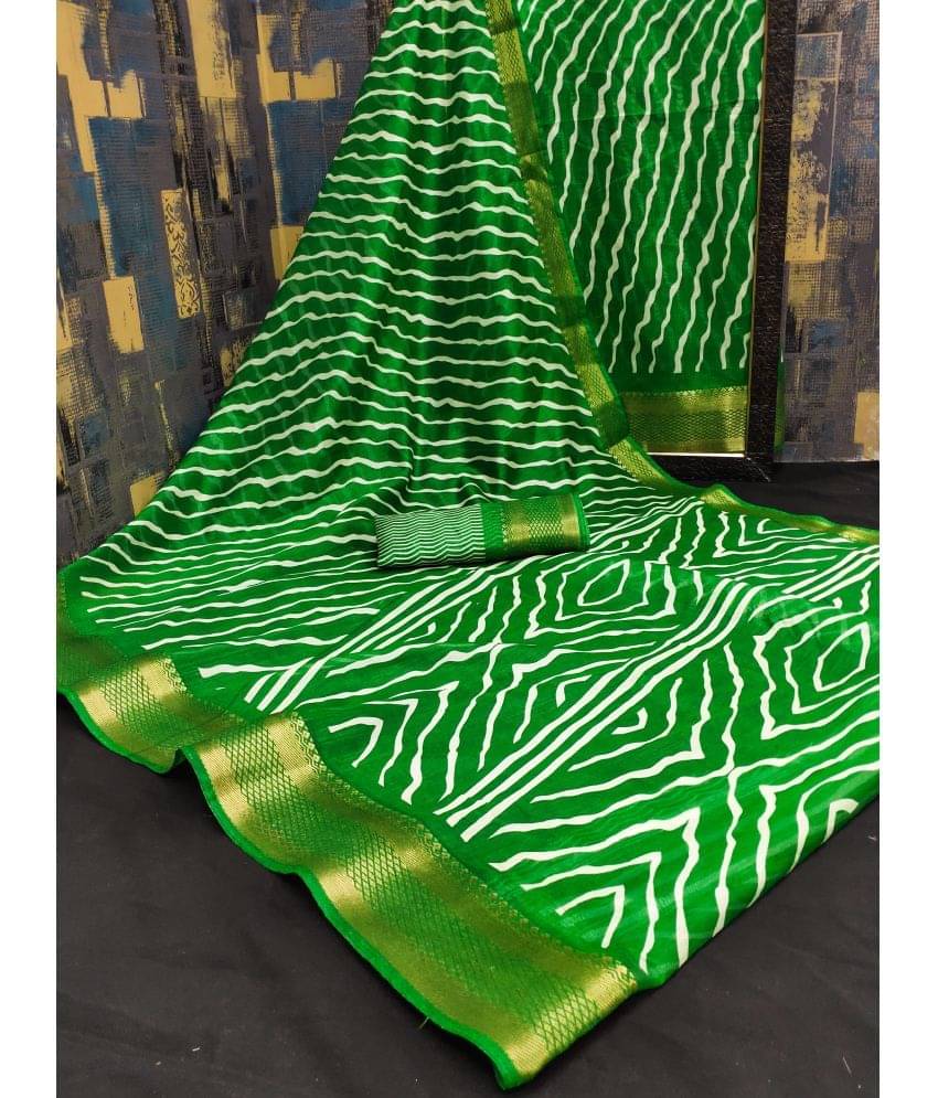 HEMA SILK MILLS Cotton Blend Printed Saree With Unstitched Blouse Piece ( Green ) HEMA SILK MILLS Cotton Blend Printed Saree With Unstitched Blouse Piece ( Green )