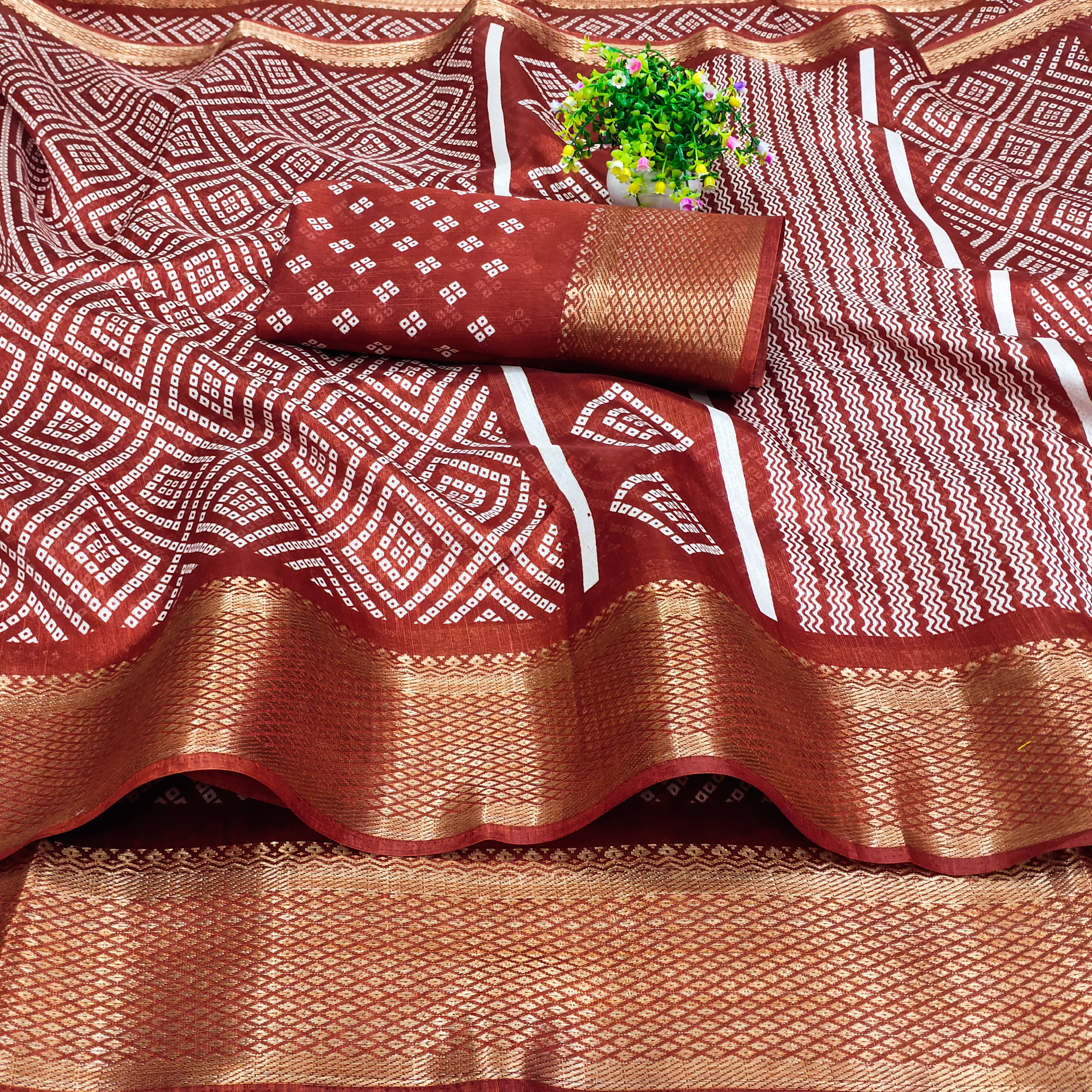 HEMA SILK MILLS Cotton Blend Printed Saree With Unstitched Blouse Piece ( Orange ) HEMA SILK MILLS Cotton Blend Printed Saree With Unstitched Blouse Piece ( Orange )