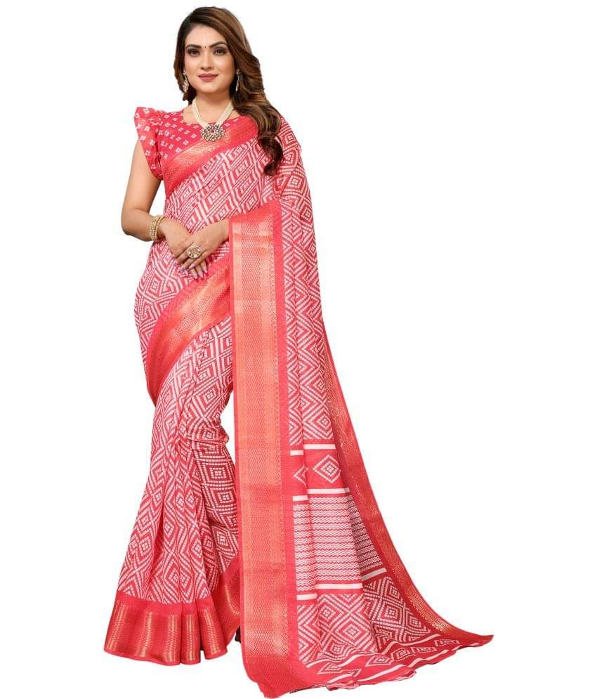     			HEMA SILK MILLS Cotton Silk Embellished Saree With Unstitched Blouse Piece ( Pink )