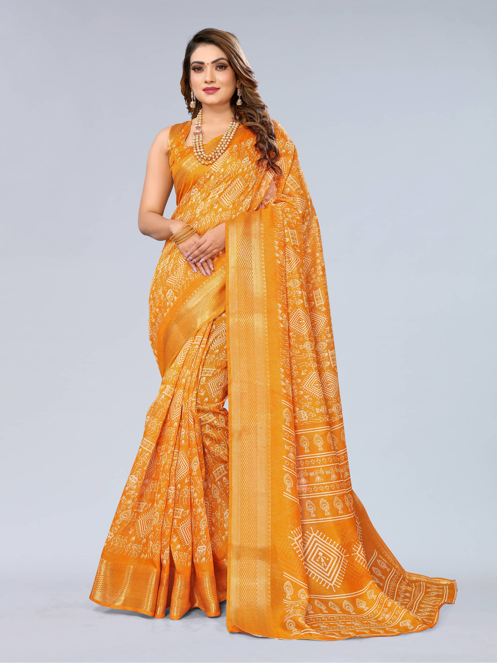     			HEMA SILK MILLS Cotton Silk Embellished Saree With Unstitched Blouse Piece ( Yellow )