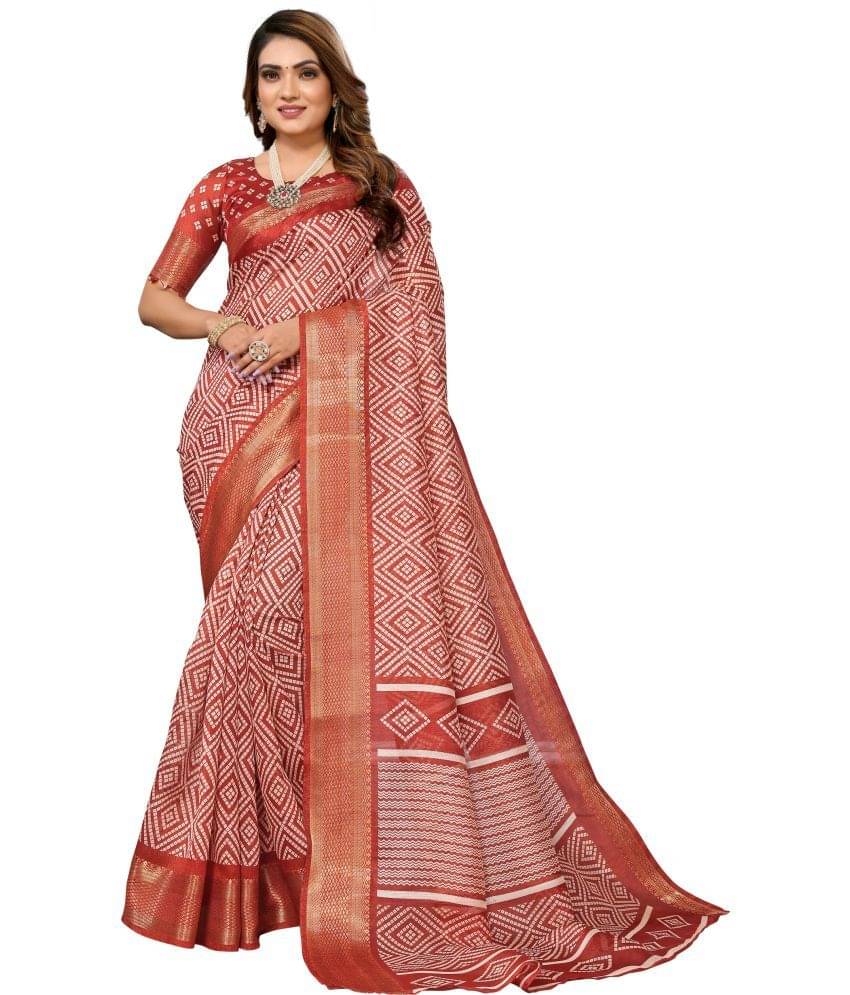     			HEMA SILK MILLS Cotton Silk Embellished Saree With Unstitched Blouse Piece ( Orange )