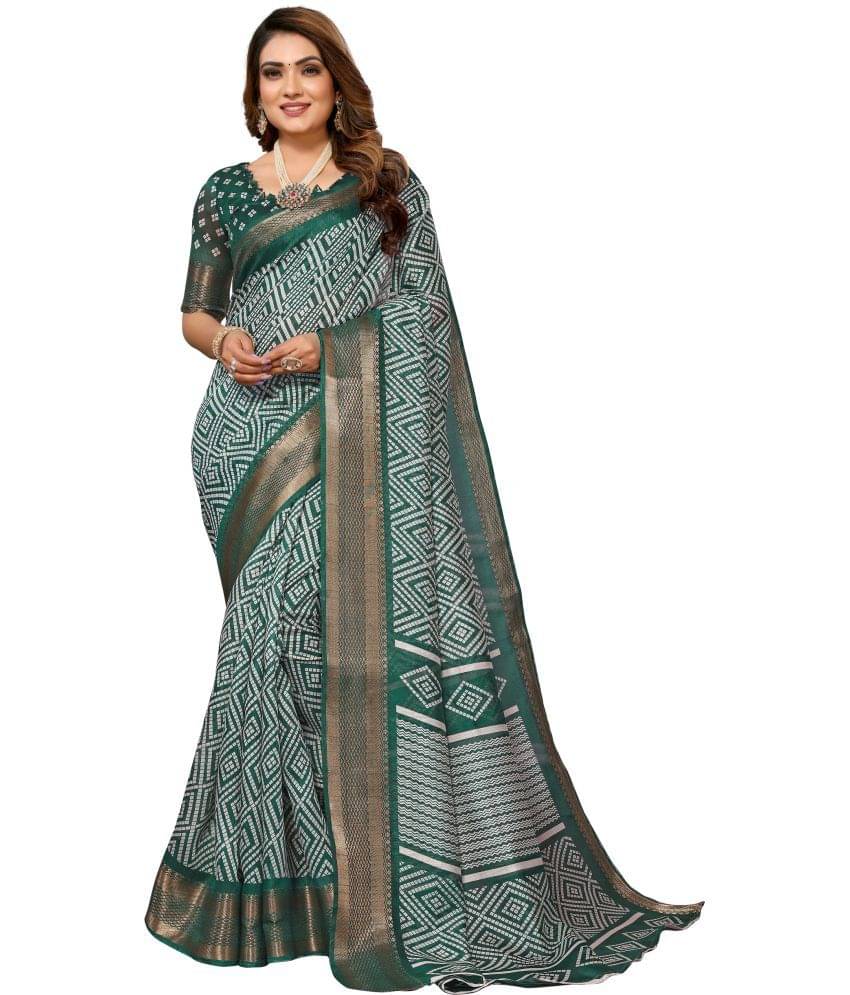 HEMA SILK MILLS Cotton Silk Embellished Saree With Unstitched Blouse Piece ( Green ) HEMA SILK MILLS Cotton Silk Embellished Saree With Unstitched Blouse Piece ( Green )