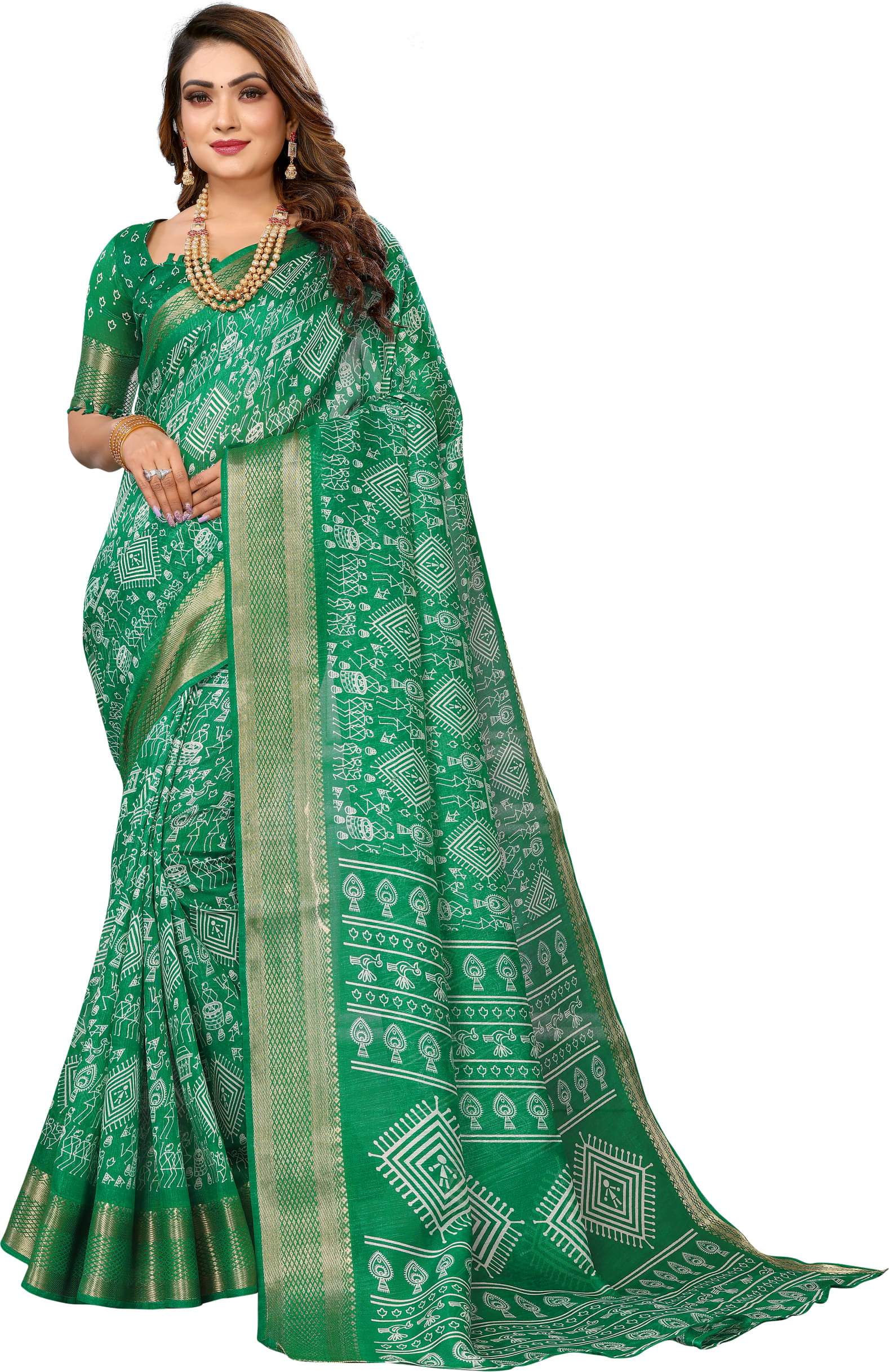 HEMA SILK MILLS Cotton Silk Embellished Saree With Unstitched Blouse Piece ( Green ) HEMA SILK MILLS Cotton Silk Embellished Saree With Unstitched Blouse Piece ( Green )