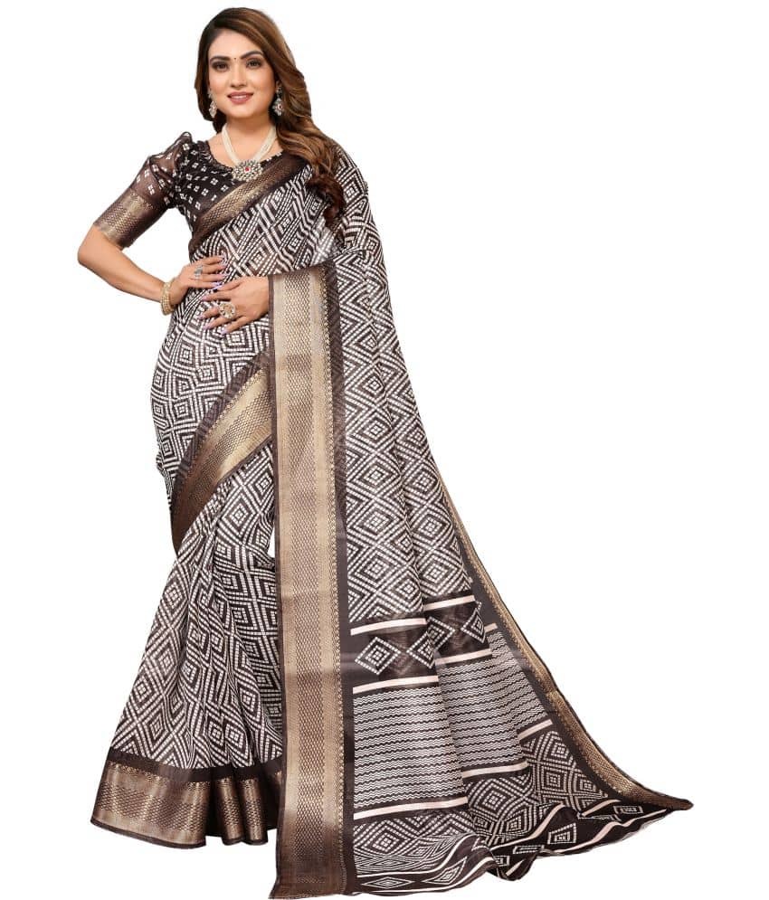 HEMA SILK MILLS Cotton Silk Embellished Saree With Unstitched Blouse Piece ( Orange ) - Sarees | Buy online on ZillyBuy