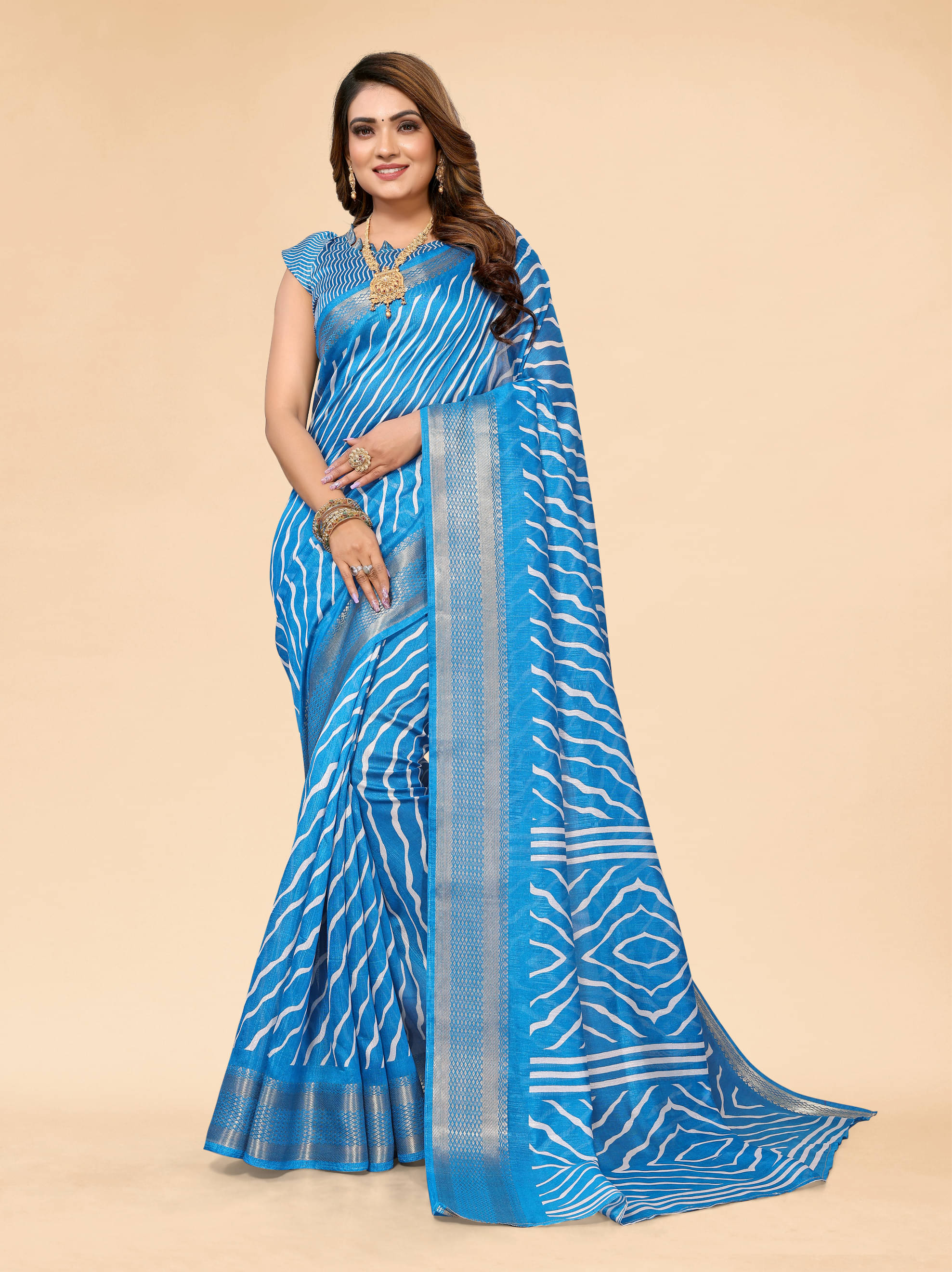 HEMA SILK MILLS Cotton Silk Embellished Saree With Unstitched Blouse Piece ( Blue ) HEMA SILK MILLS Cotton Silk Embellished Saree With Unstitched Blouse Piece ( Blue )