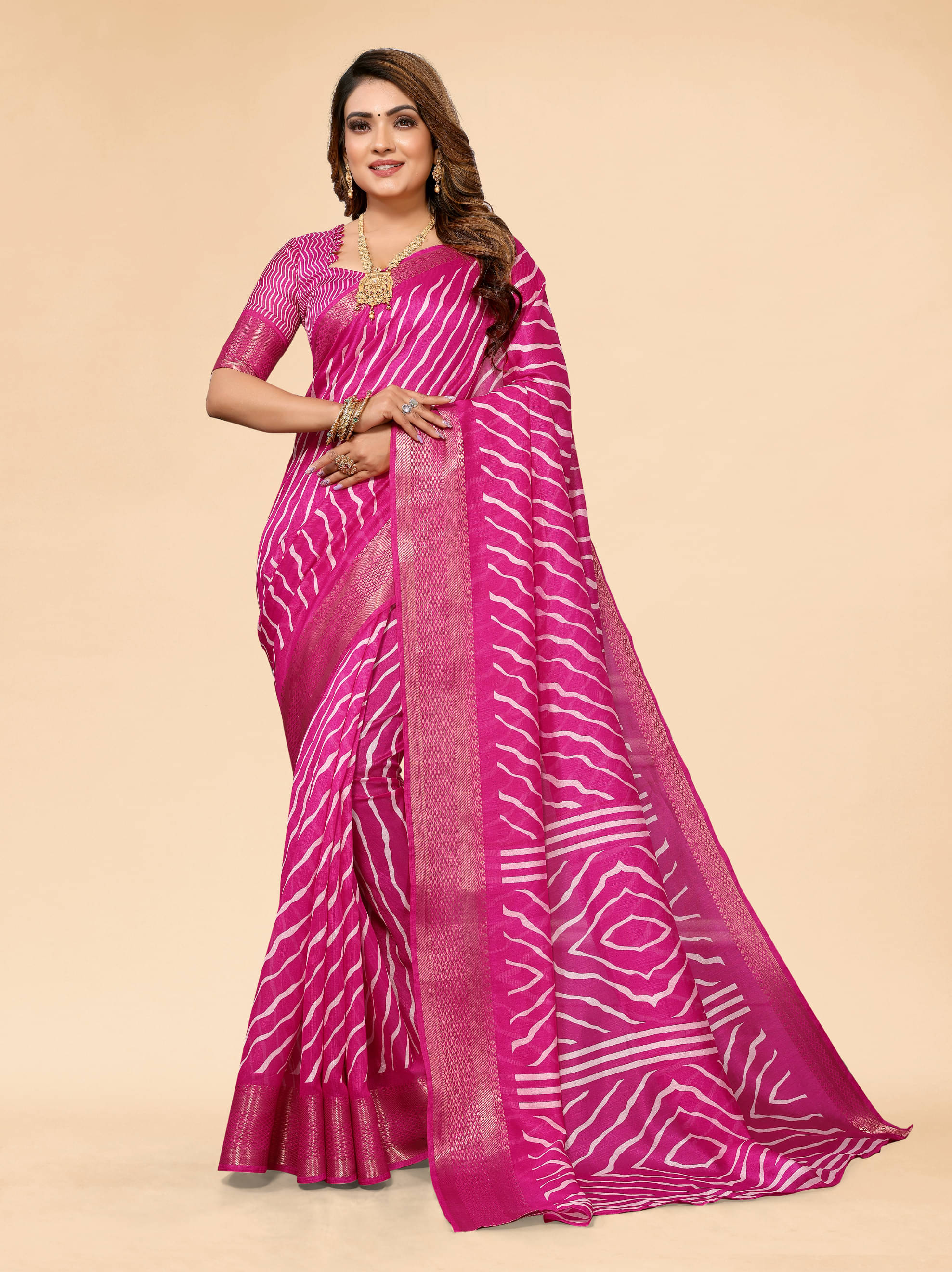     			HEMA SILK MILLS Cotton Silk Embellished Saree With Unstitched Blouse Piece ( Pink )