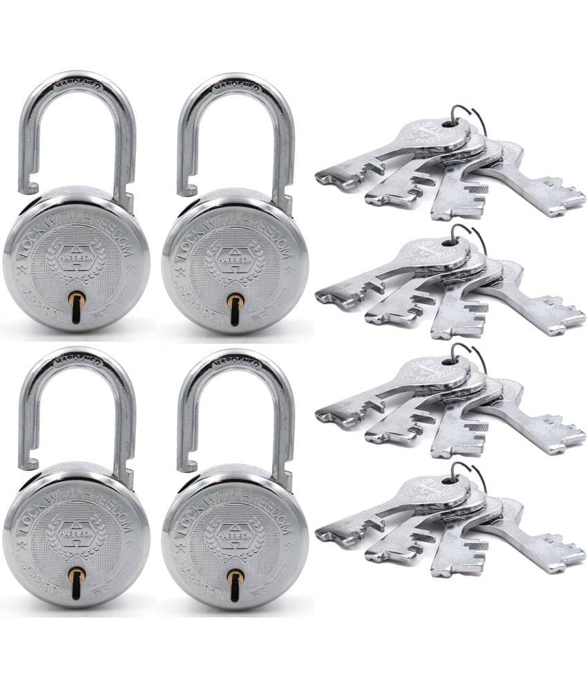 Harrison Padlocks / Round Padlock 45mm 6 Lever With 3 Keys T-26-0273 Pack of 4/ Mild Steel Material/ Bright Chrome Polished Finish/door lock, shutter lock, godown lock, gate lock Harrison Padlocks / Round Padlock 45mm 6 Lever With 3 Keys T-26-0273 Pack of 4/ Mild Steel Material/ Bright Chrome Polished Finish/door lock, shutter lock, godown lock, gate lock