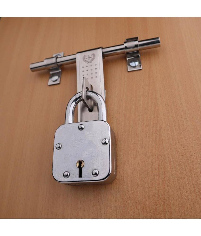 Harrison Padlocks / Square Padlock 65mm 8 Lever With 3 Keys T-27-0033 Pack of 1/ Mild Steel Material/ Bright Chrome Plated Finish/door lock, shutter lock, godown lock, gate lock Harrison Padlocks / Square Padlock 65mm 8 Lever With 3 Keys T-27-0033 Pack of 1/ Mild Steel Material/ Bright Chrome Plated Finish/door lock, shutter lock, godown lock, gate lock